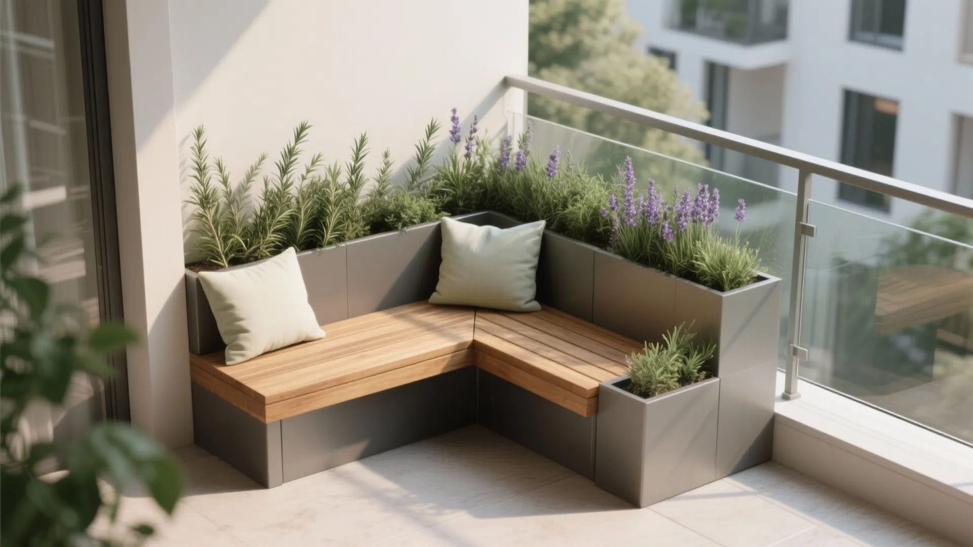 L-Shaped Seating + Planter Combo for Flow