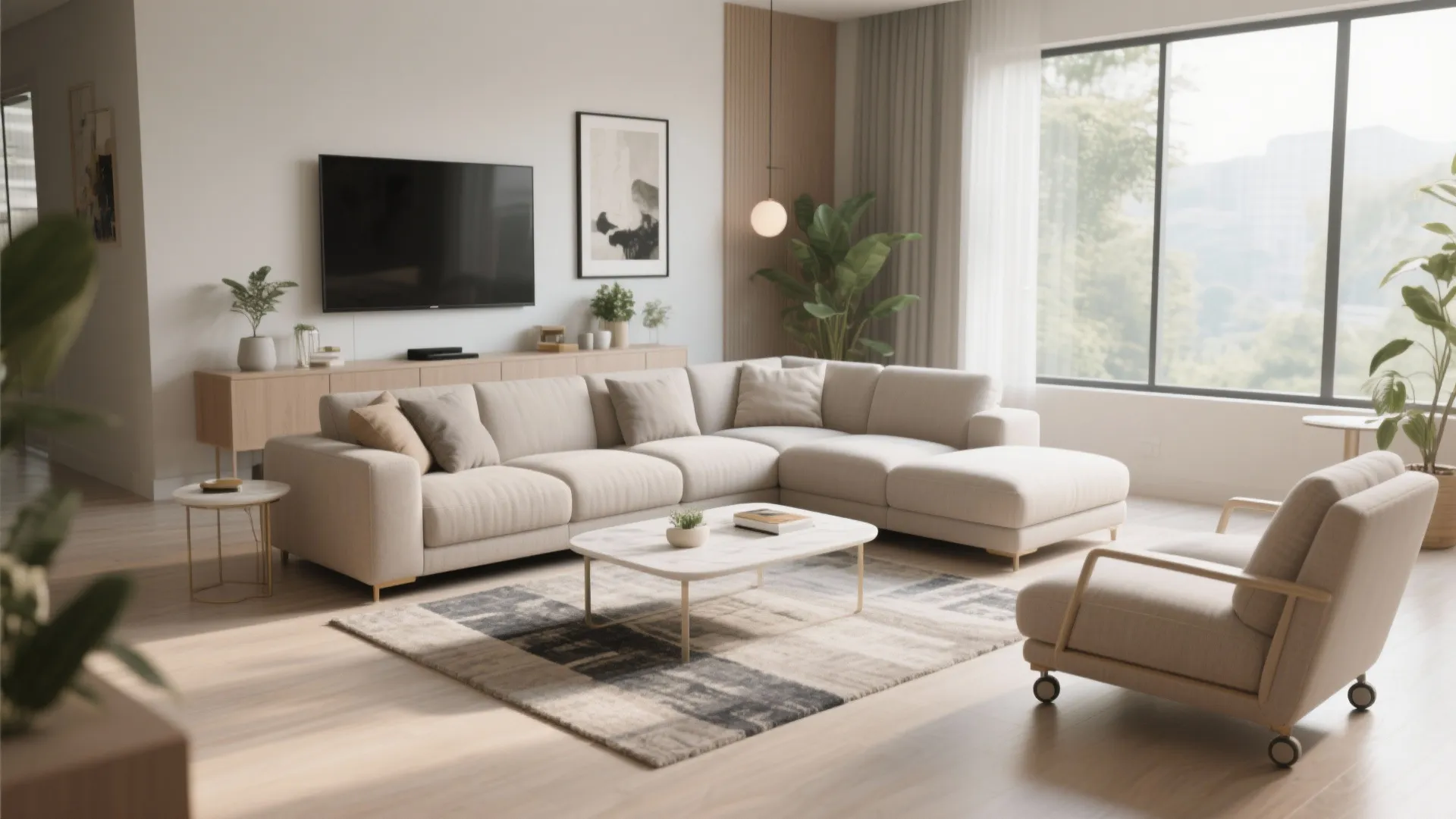 Flexible L-Shaped Seating Layout