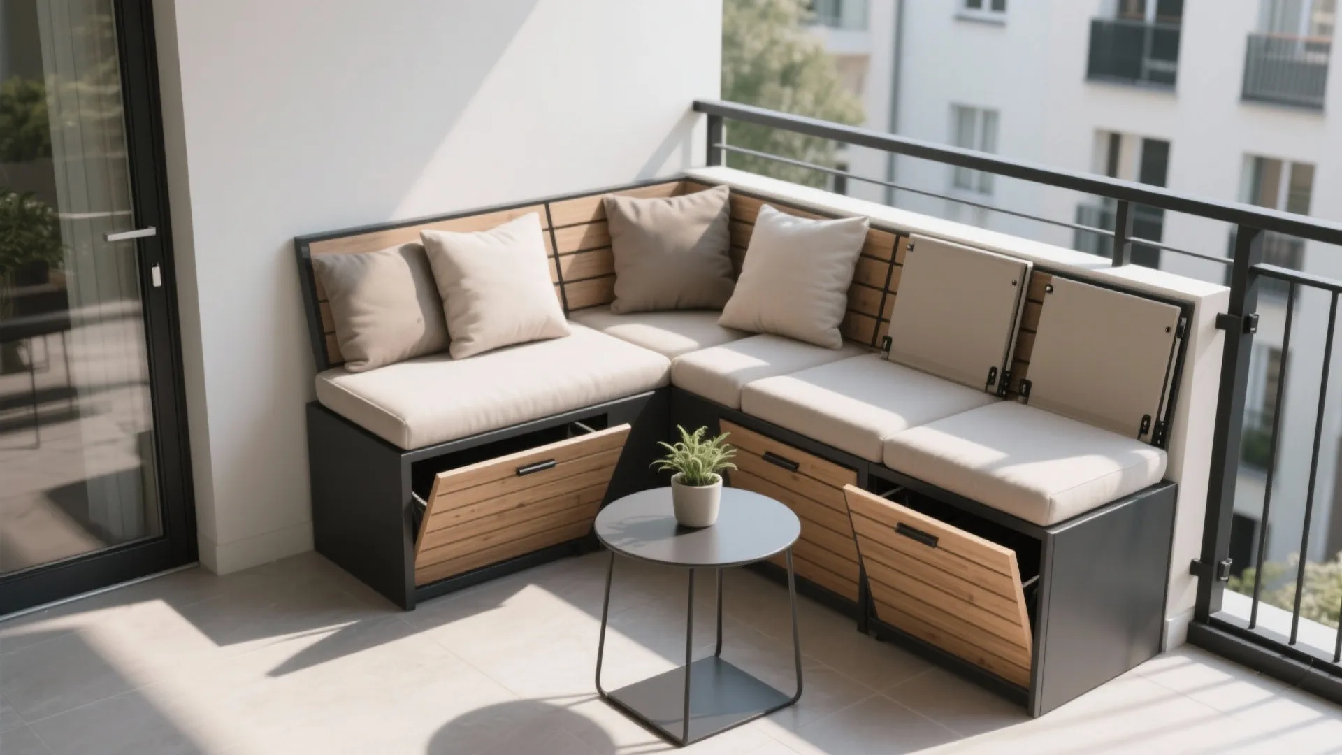 Compact L-shaped seating corner