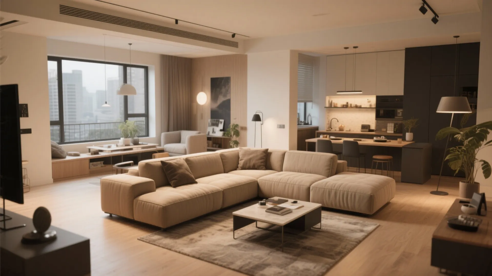 L-shaped sectional to define zones