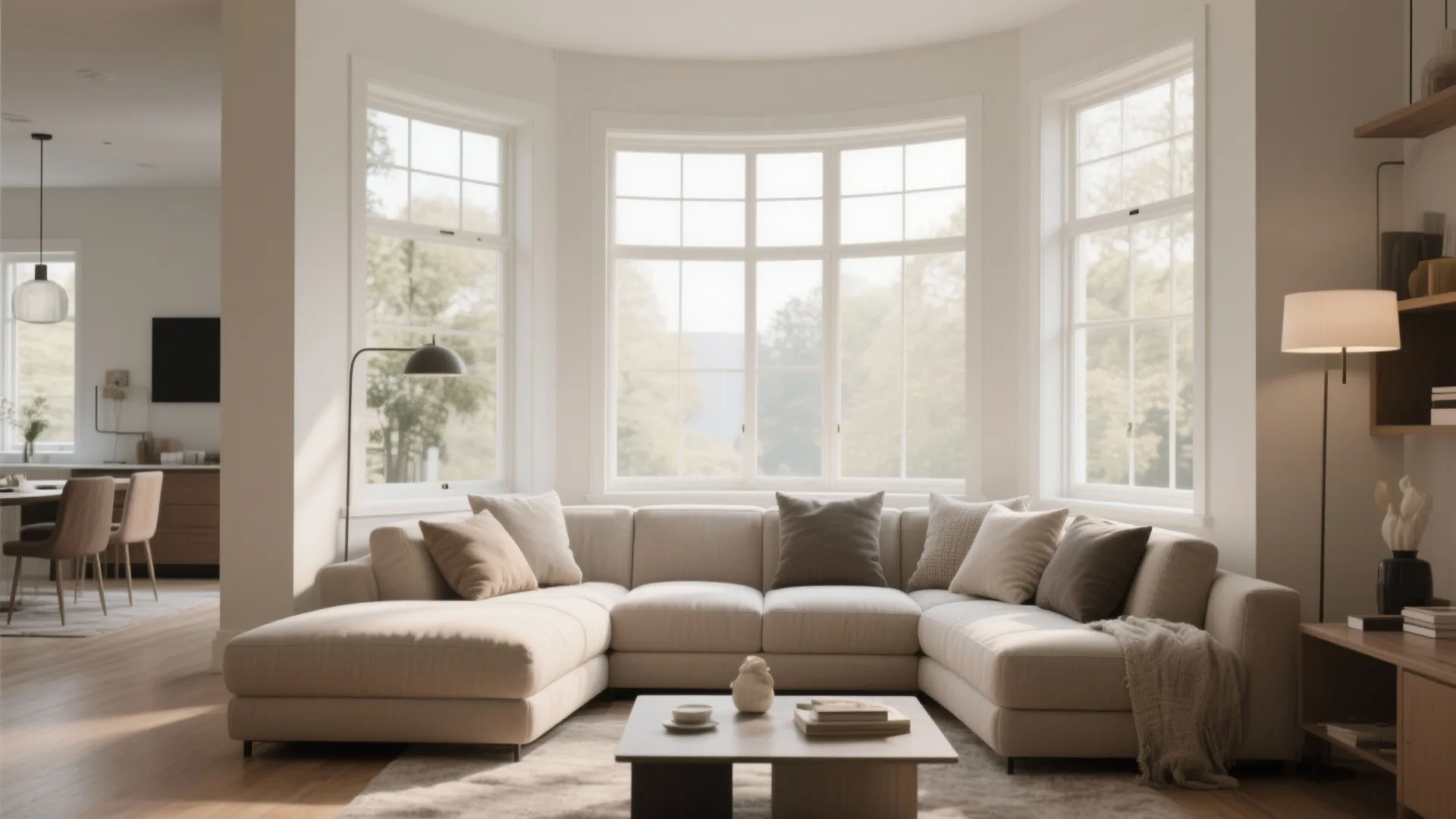 9. L-Shaped Sectional Framing the Bay