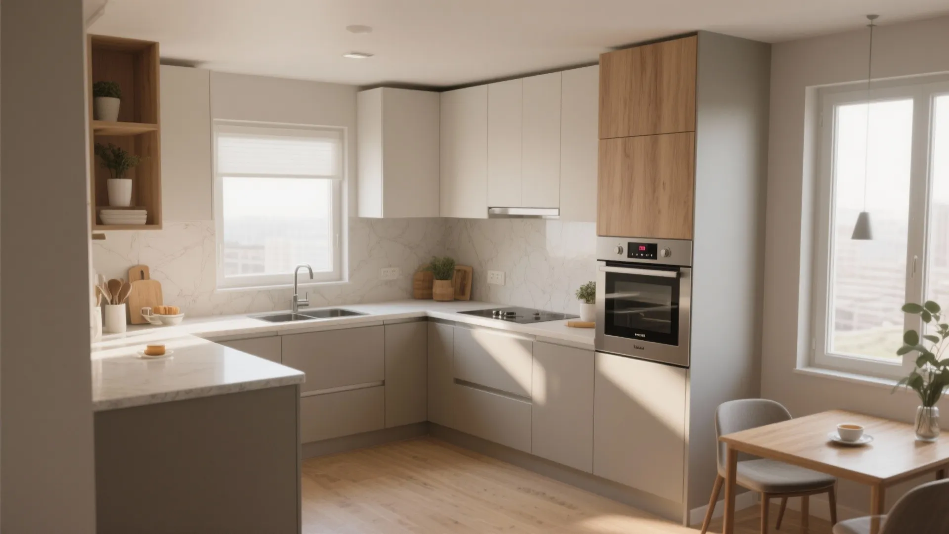 L-Shaped Layout for Small Kitchens