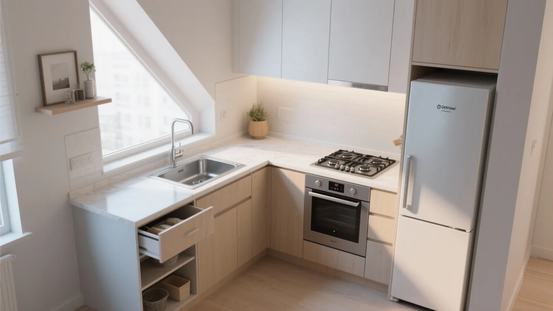 L-Shaped Layout to Maximize Counter Space