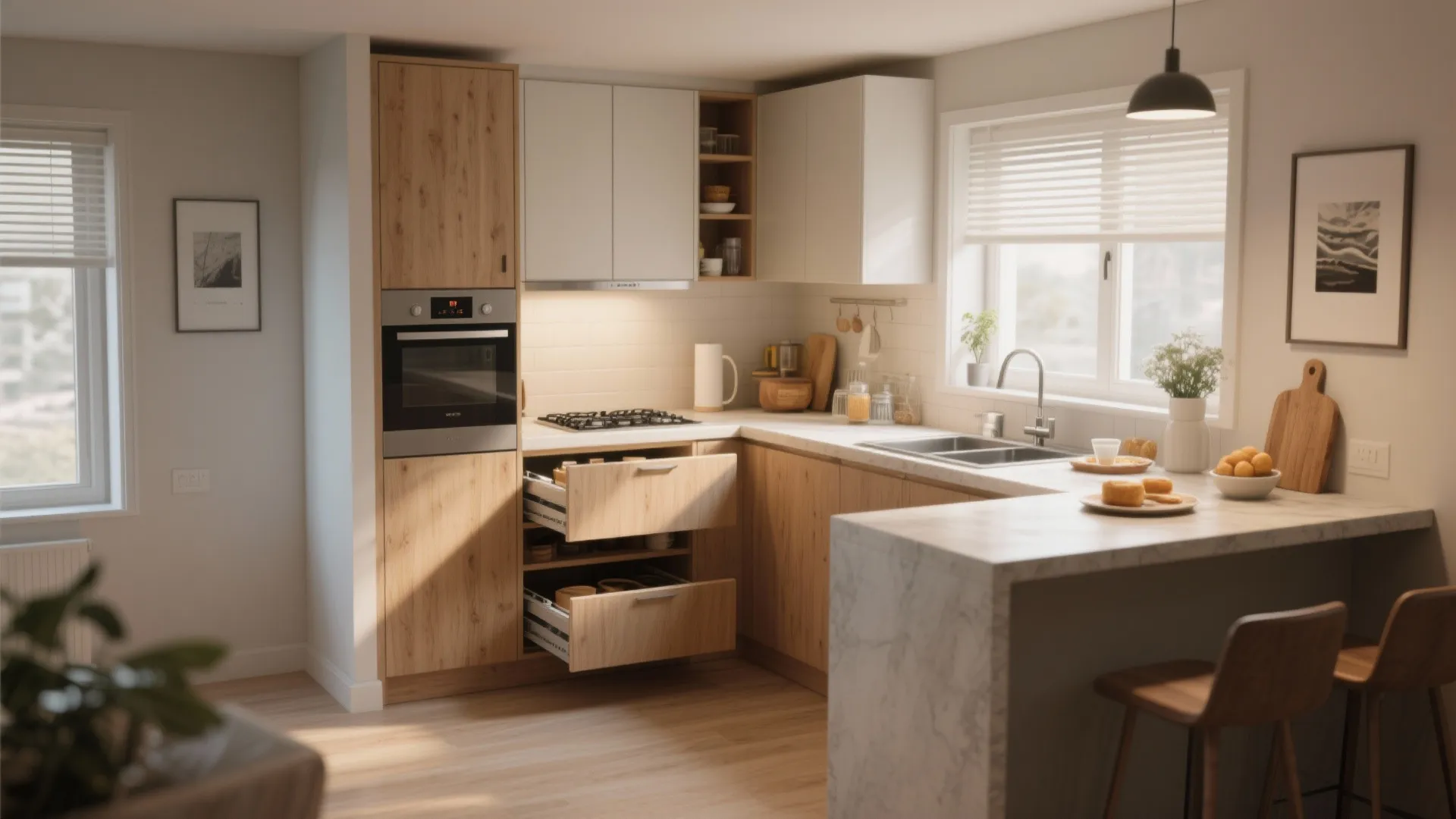 2. L-Shaped Layout for Tiny Corners