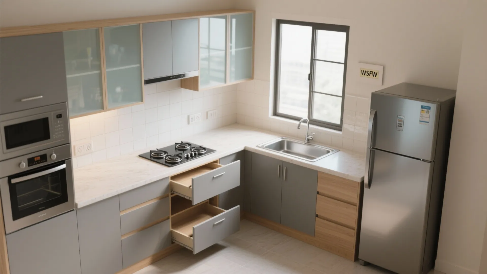 L-shaped kitchen layout
