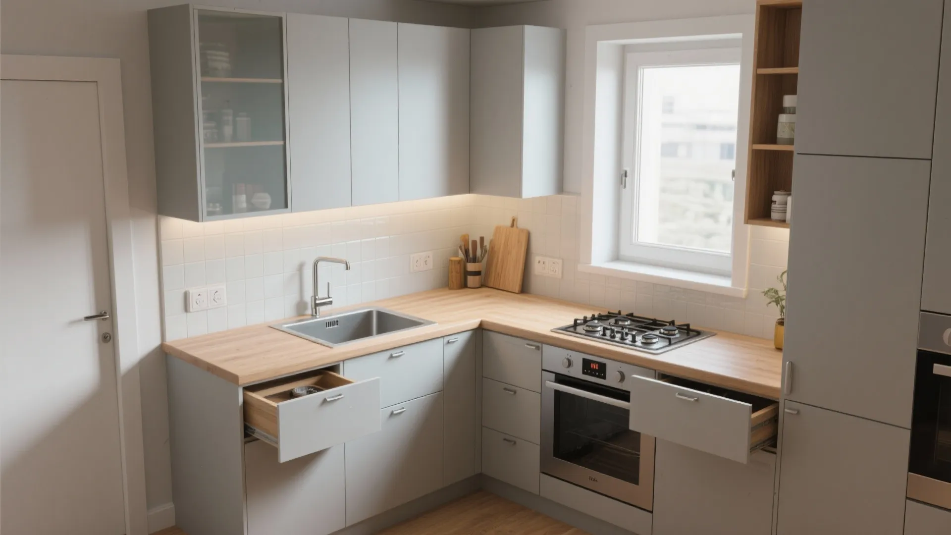 L-shaped kitchen layout to unlock counter space