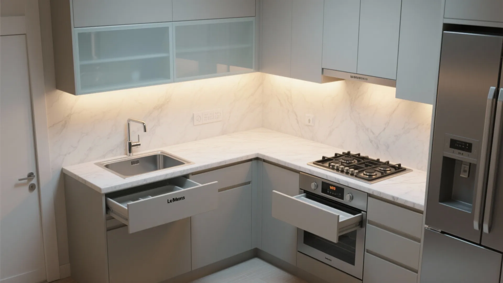 L-Shaped Layout That Frees Counter Space