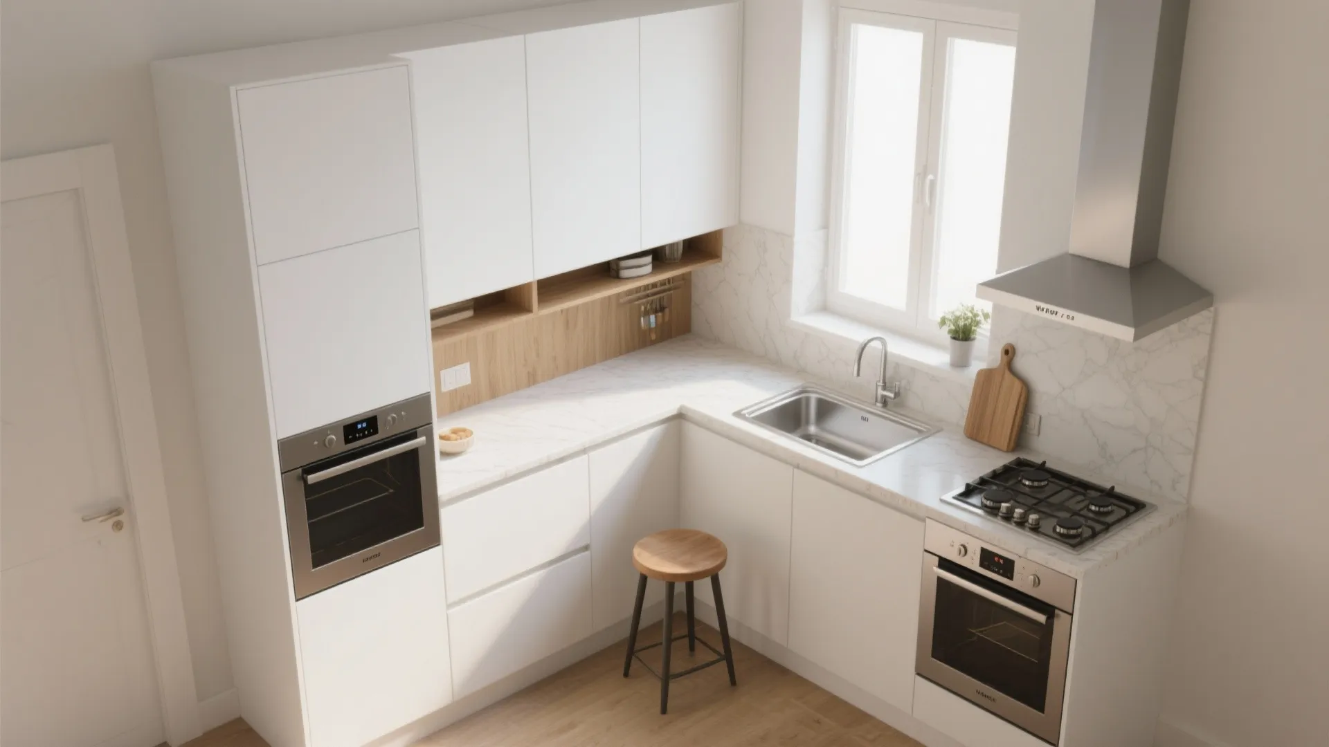 L-Shaped Layout for Tiny Kitchens