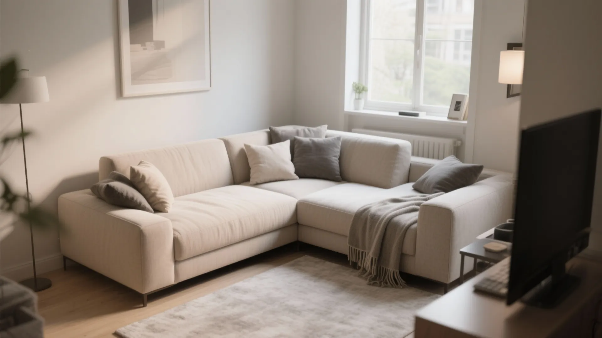 L-shaped seating to maximize corners