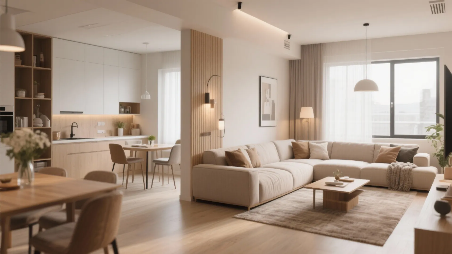 6. L-Shaped Sofa to Define Dining Edge