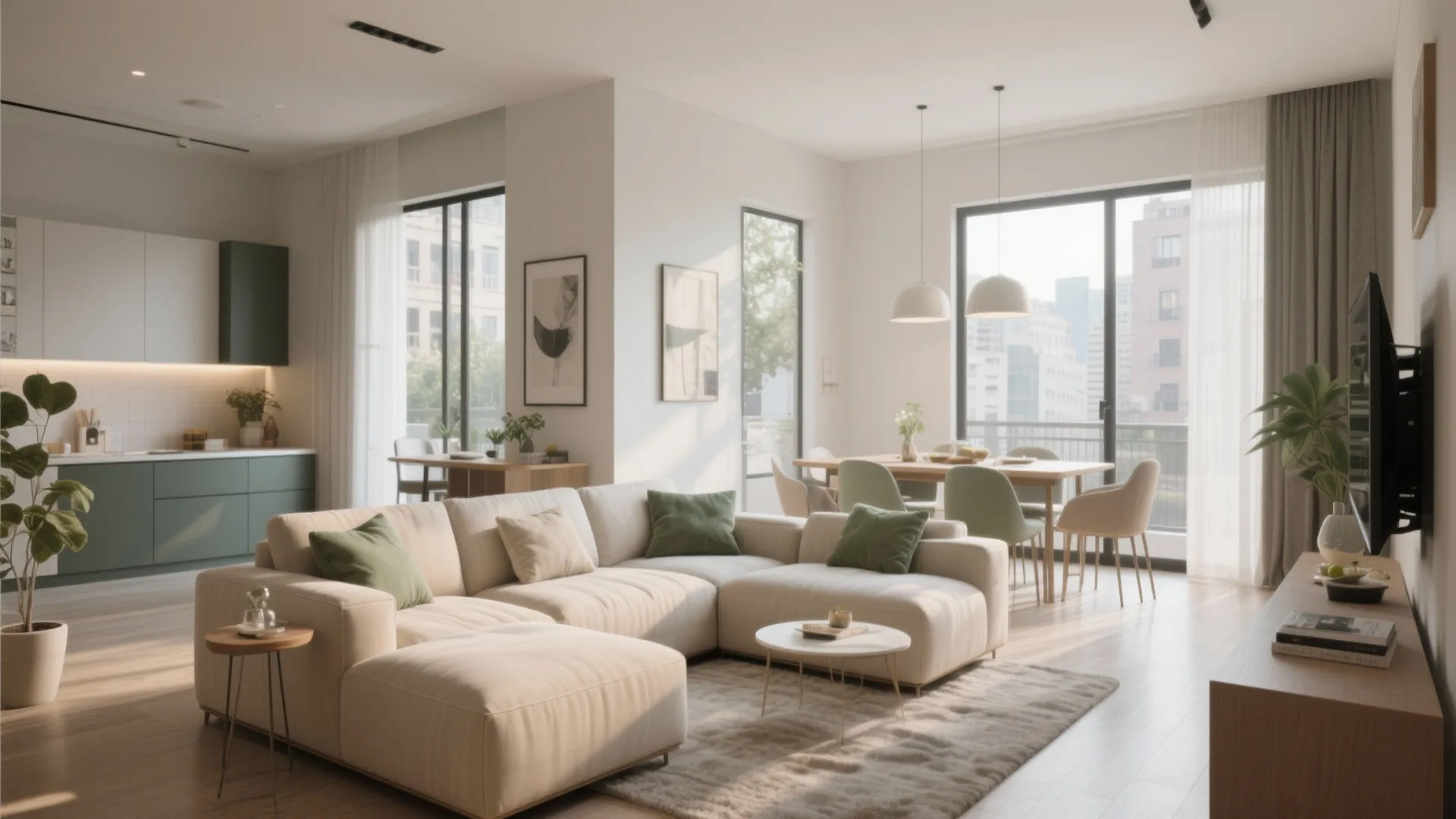 3. L-shaped living room furniture arrangement