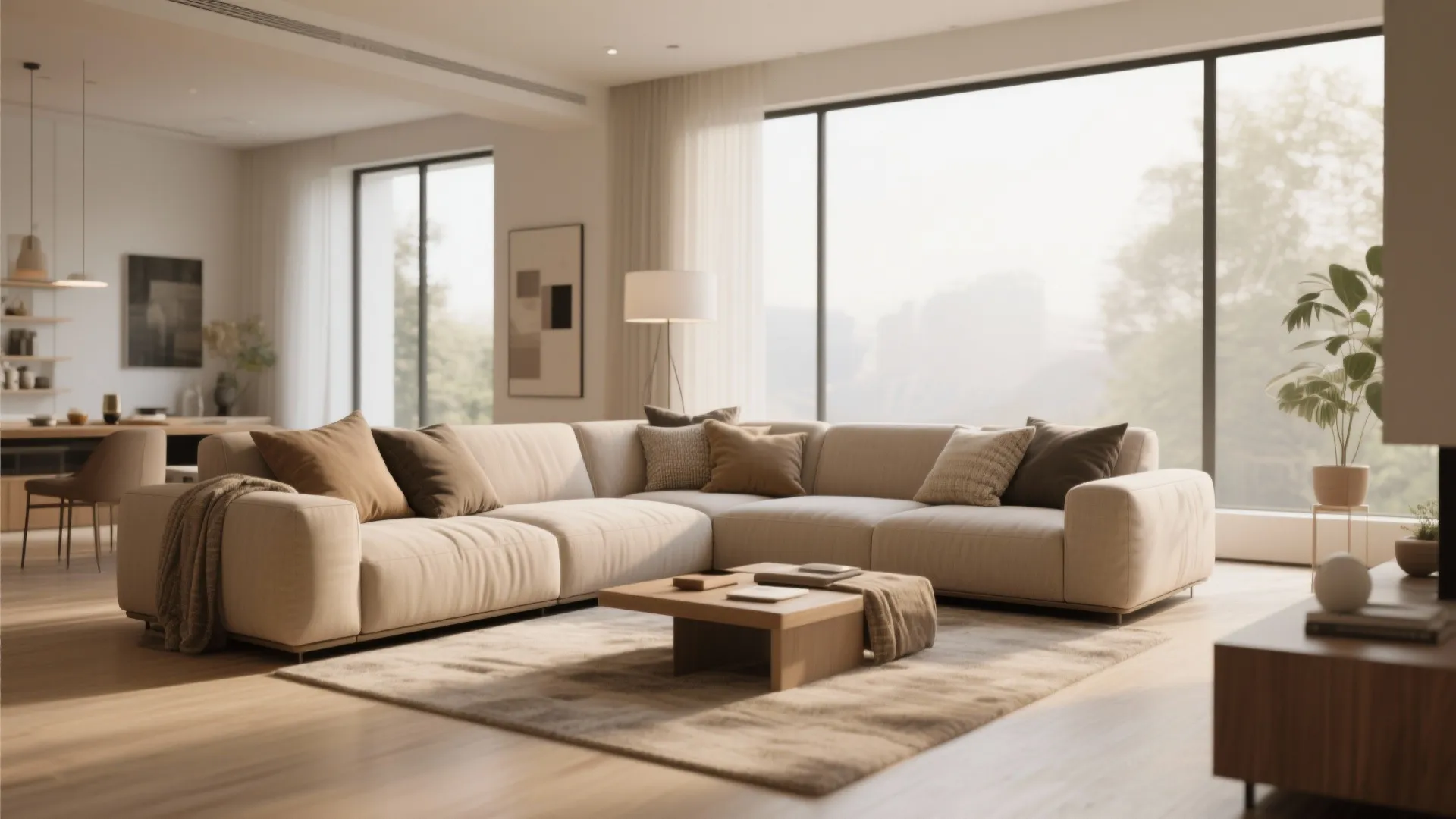 6. L-Shaped Modular Sofa Zone