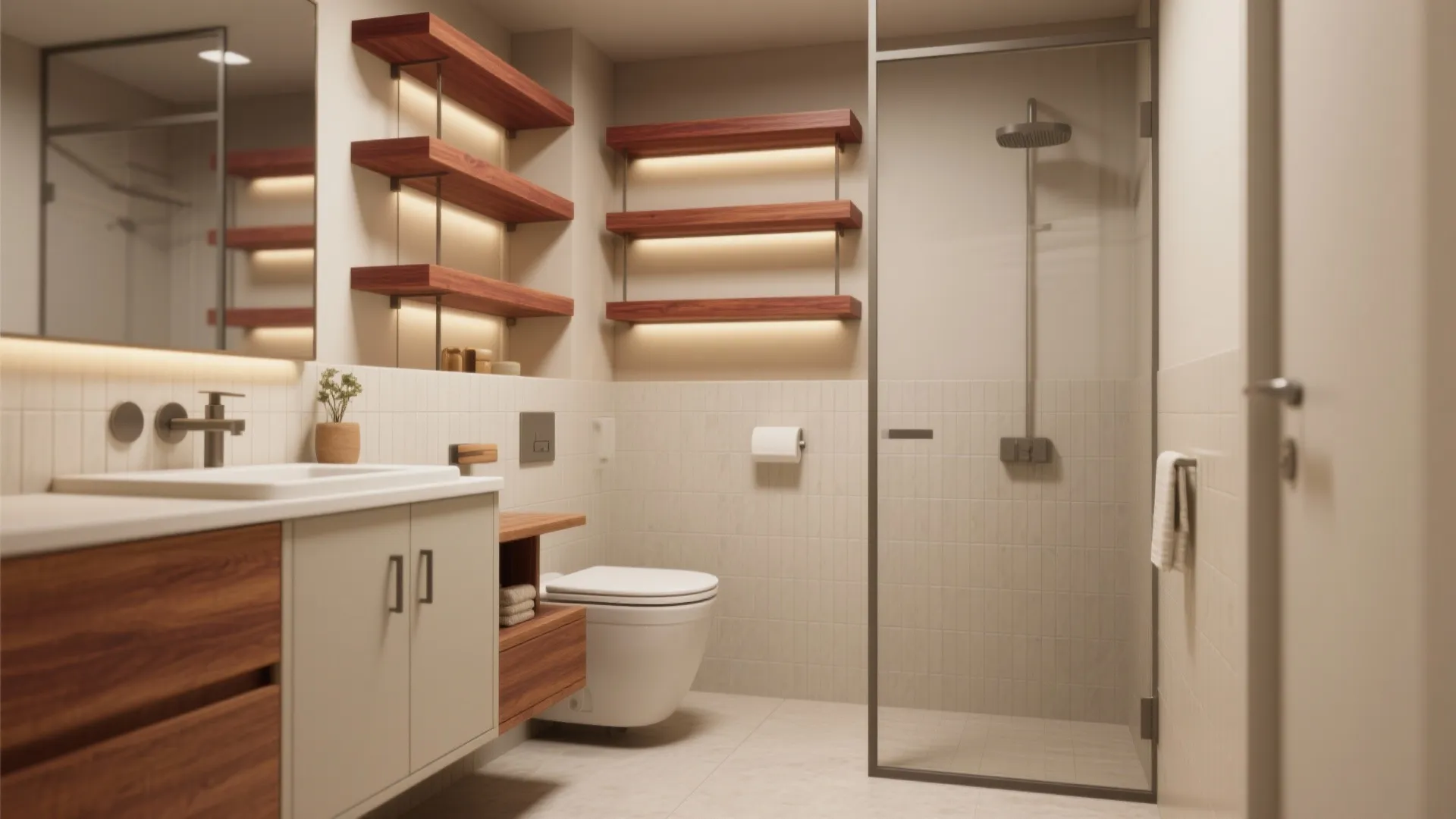 L-Shaped Storage with Cherry Accents