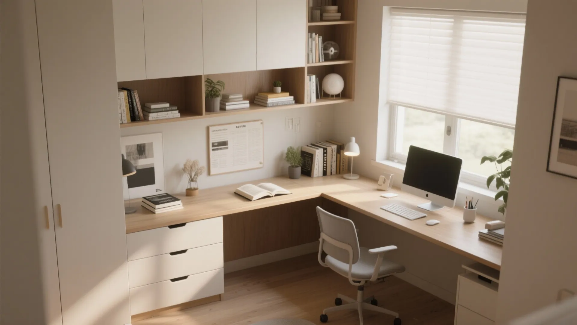 L-shaped desk for multitasking