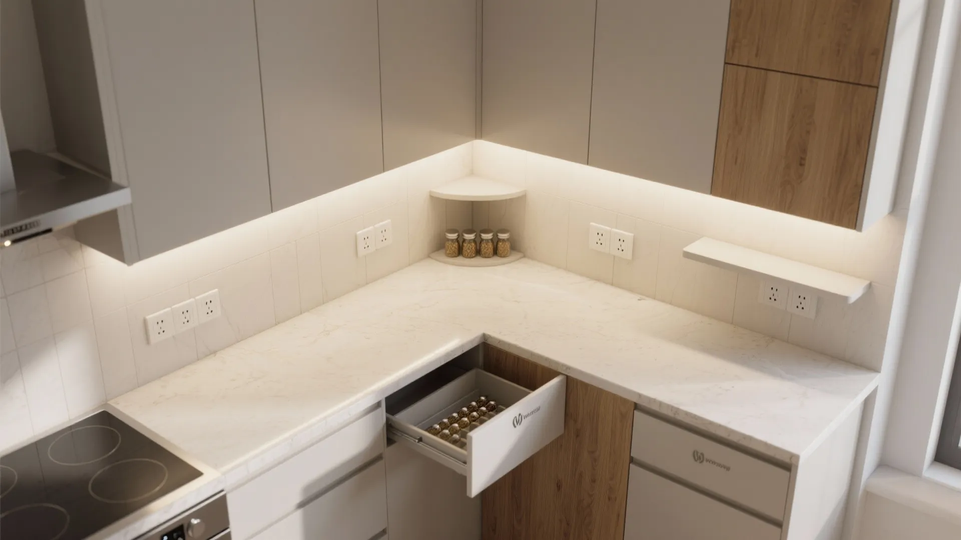 Compact L-Shaped Counter Wall