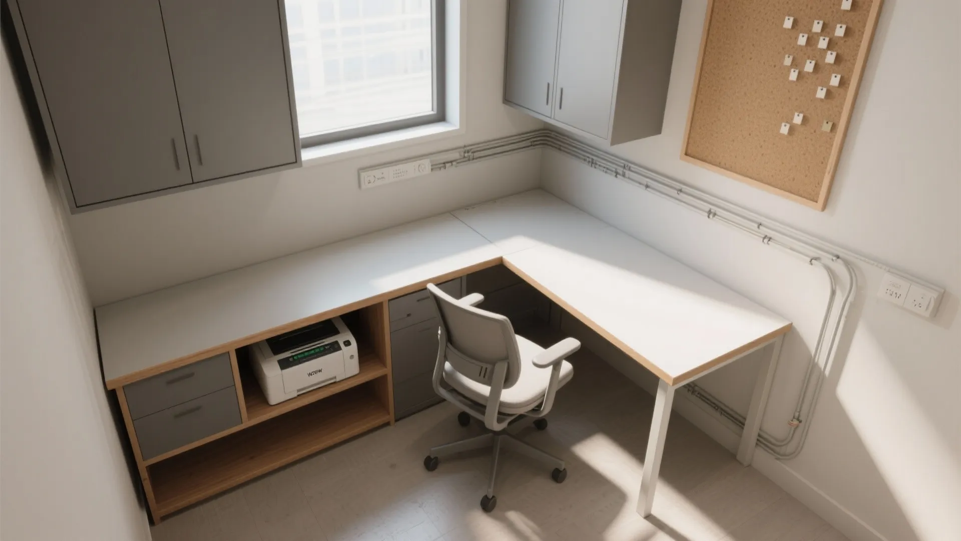 L-Shaped Desk Layout to Maximize Space