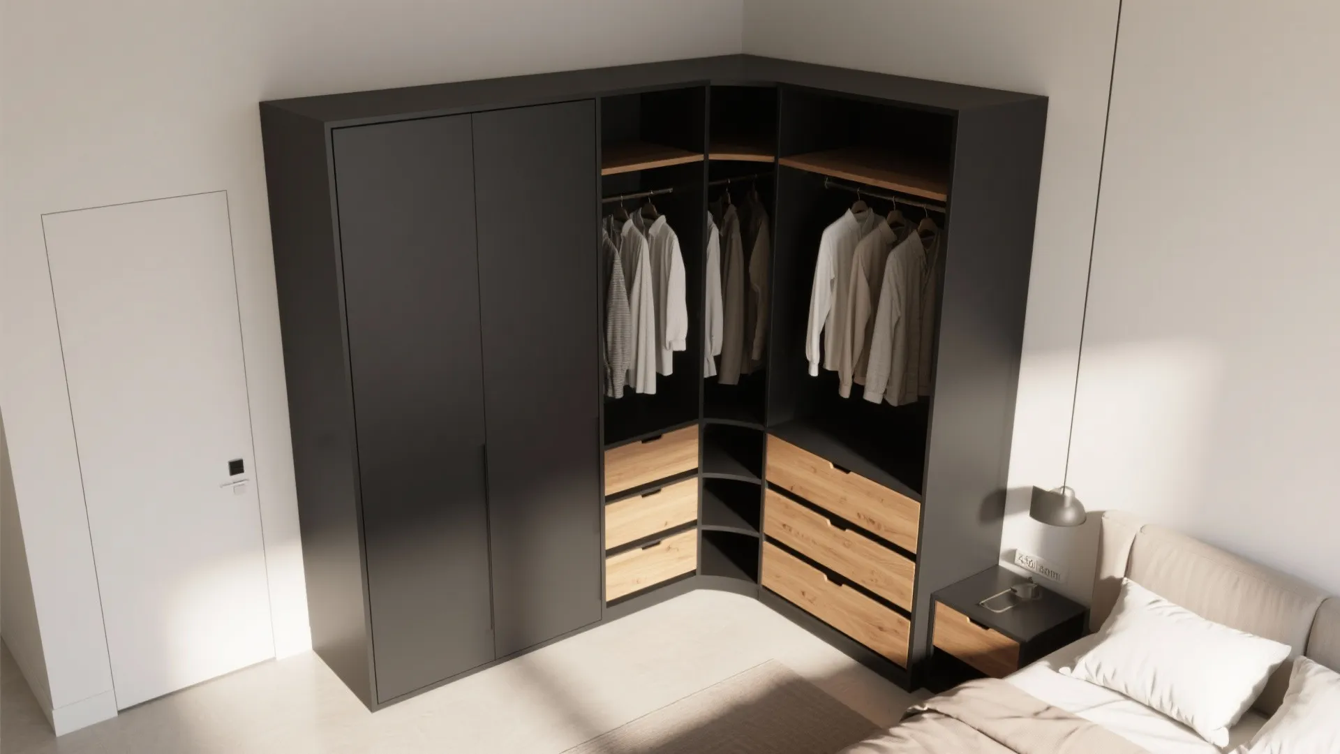 L-Shaped Iron Wall Almirah Around a Corner