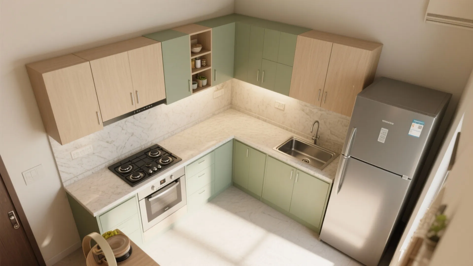 L-Shaped Kitchen for Efficient Flow