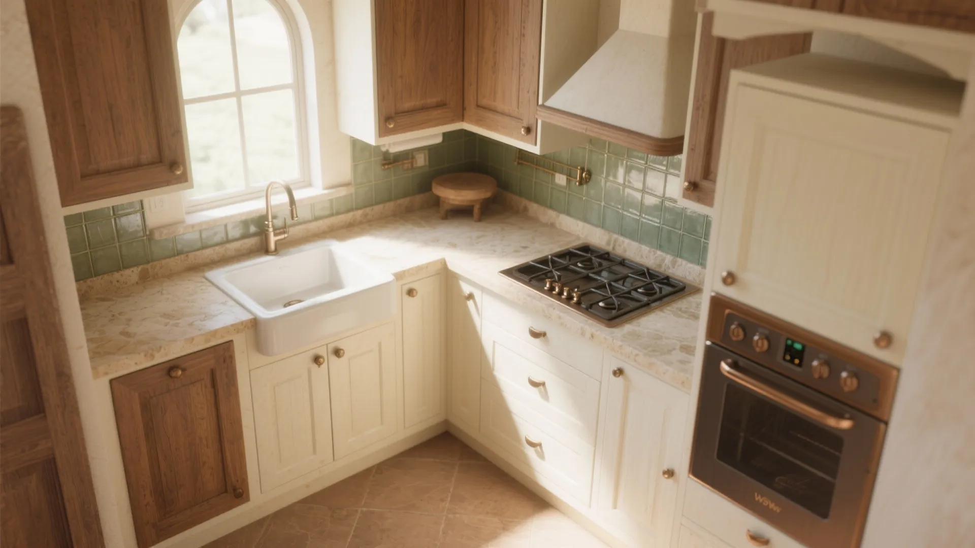 [Section: Inspiration 3] The Small-Space L-Shaped Tuscan Kitchen