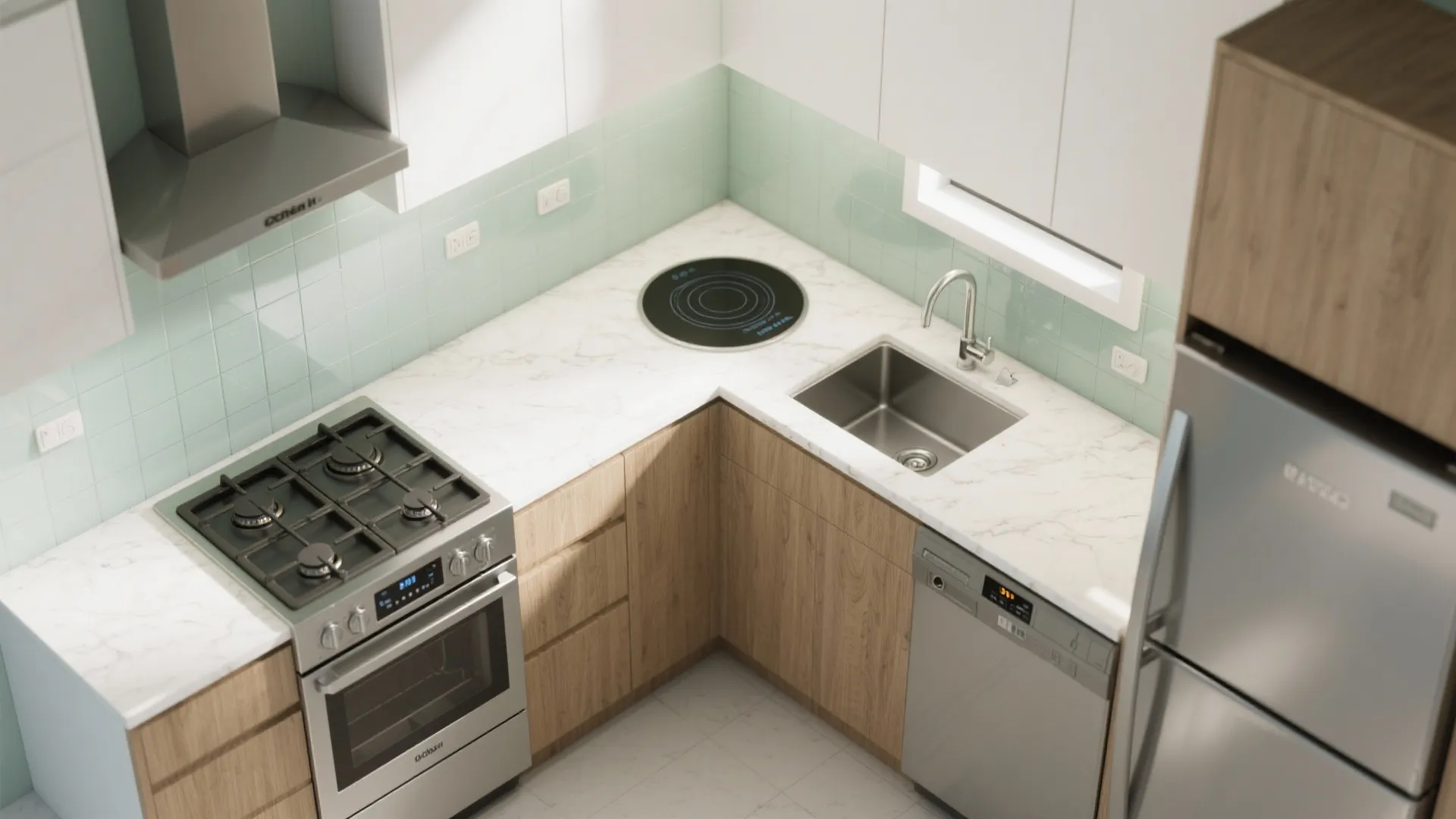 L-Shaped Layout for Small Kitchens