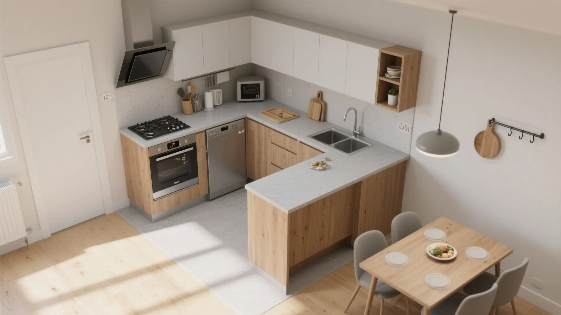 L-Shaped Layout to Release Counter Space