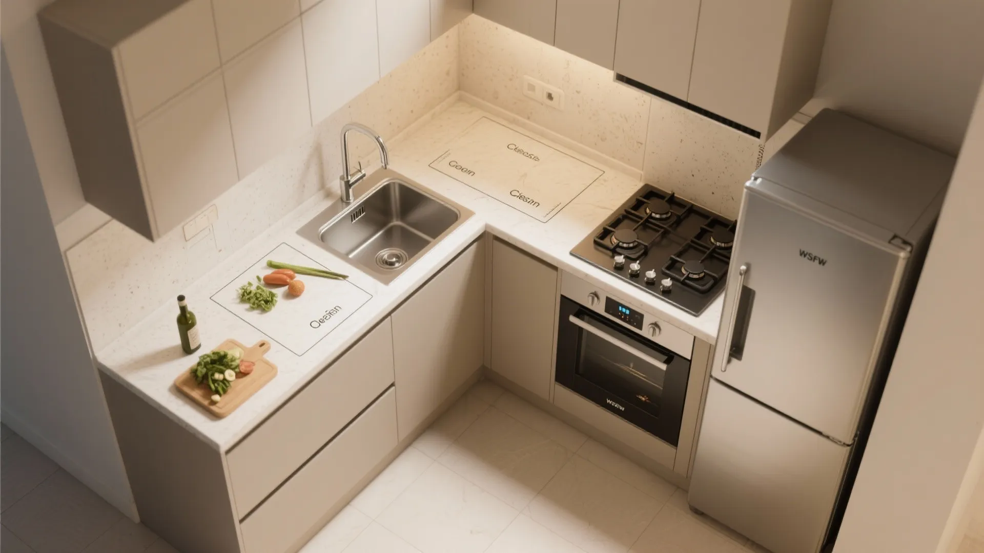 L-Shaped Compact Kitchen Layout