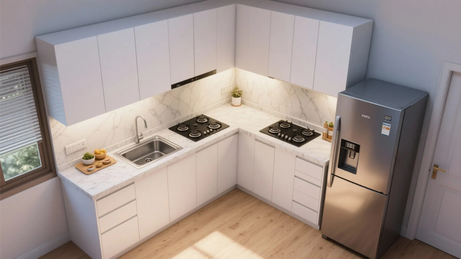 L-shaped kitchen layout to unlock counter space