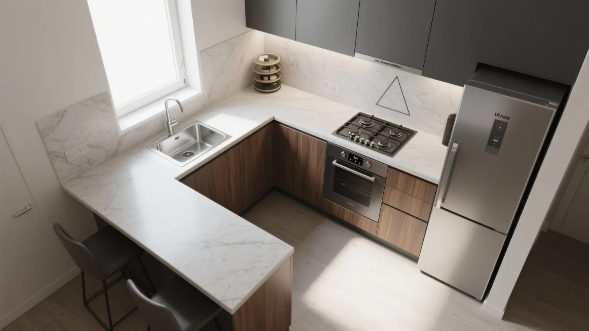 L-shaped layout to unlock countertop space