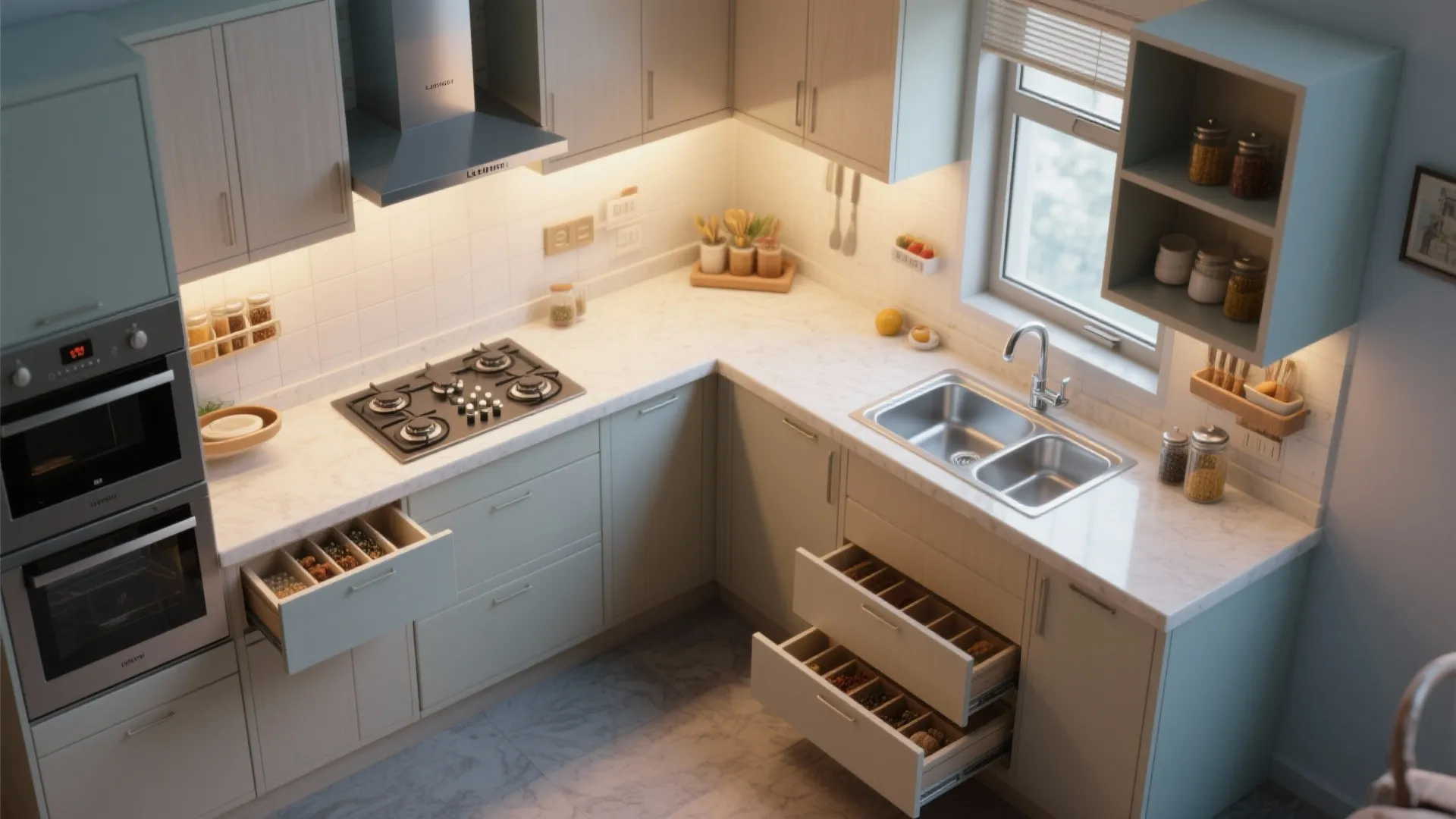 L-Shaped Layout to Free Counter Space