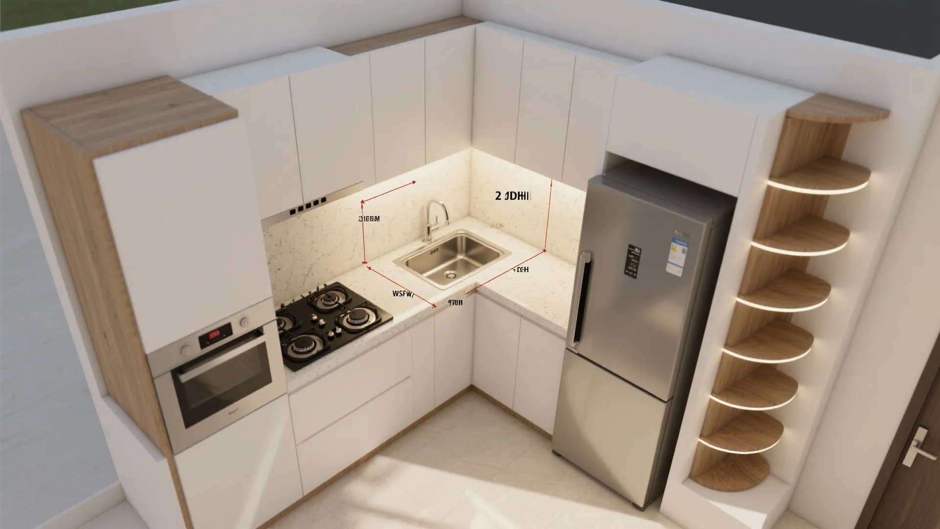 L-Shaped Layout to Free More Counter Space