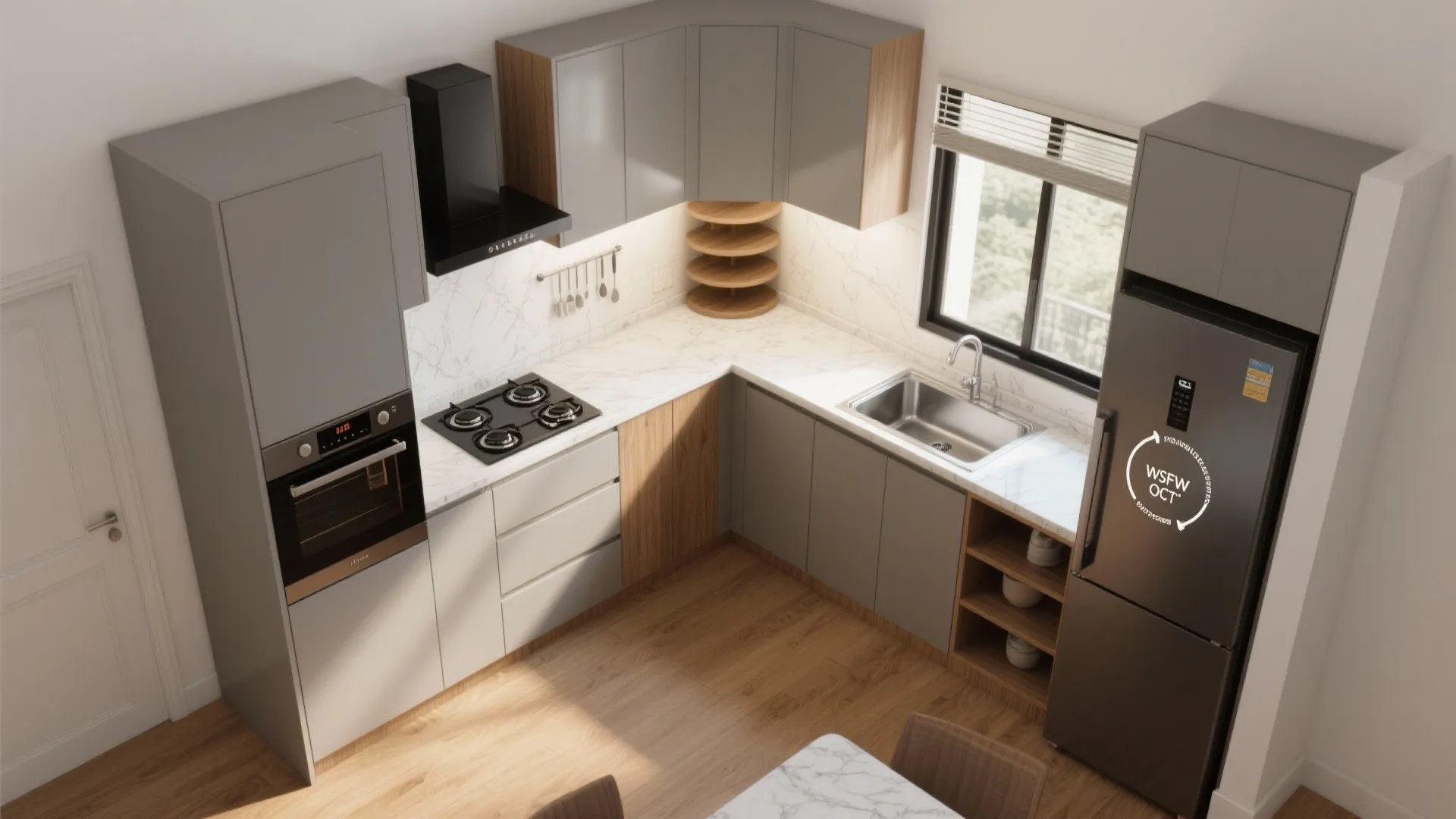 L-shaped kitchen layout to unlock counter space