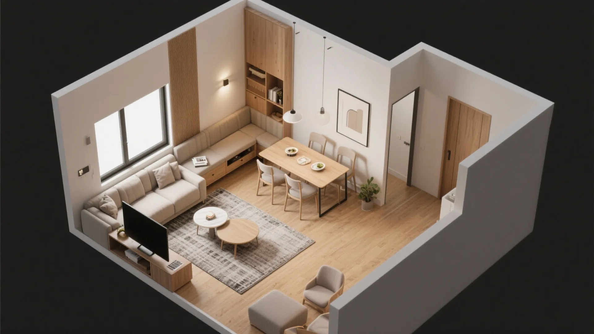 L-Shaped Living-Dining to Maximize Social Flow