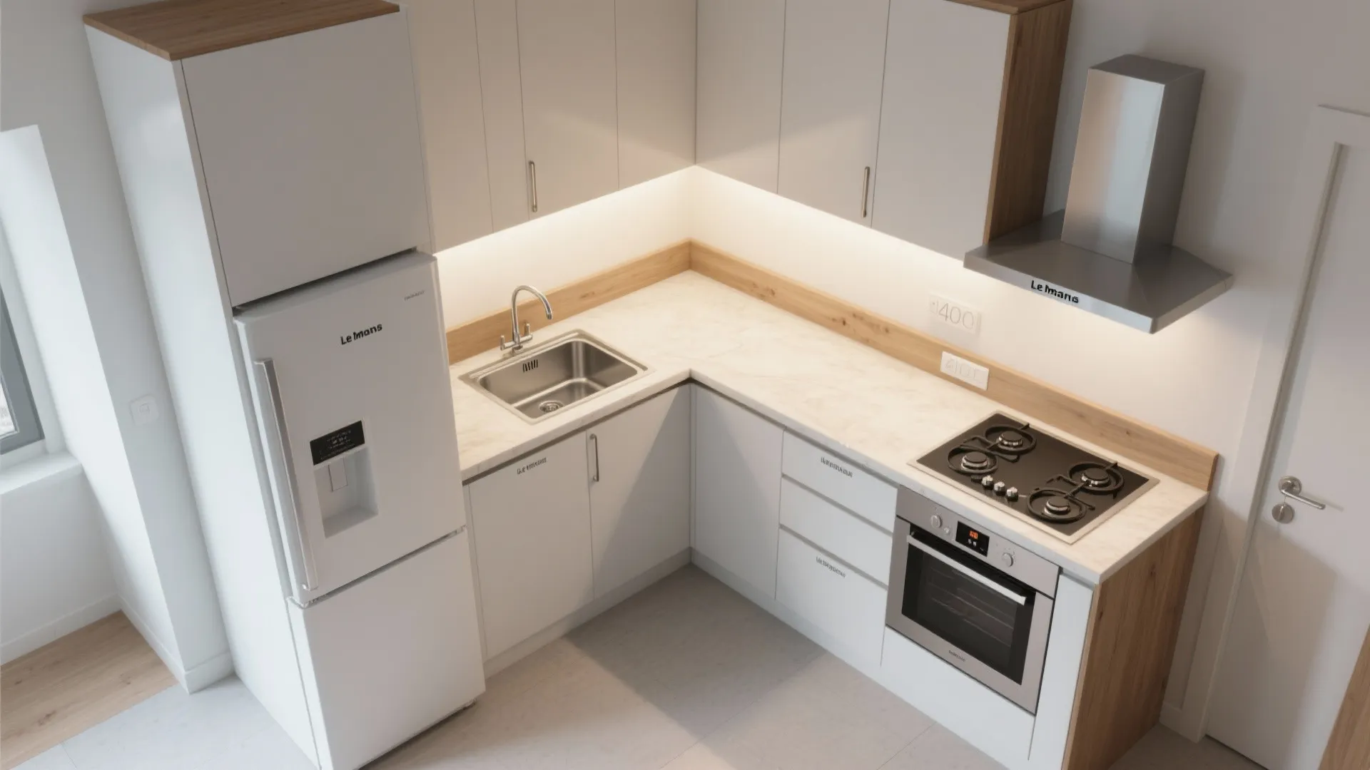 L-Shaped Layout to Free Up Counter Space