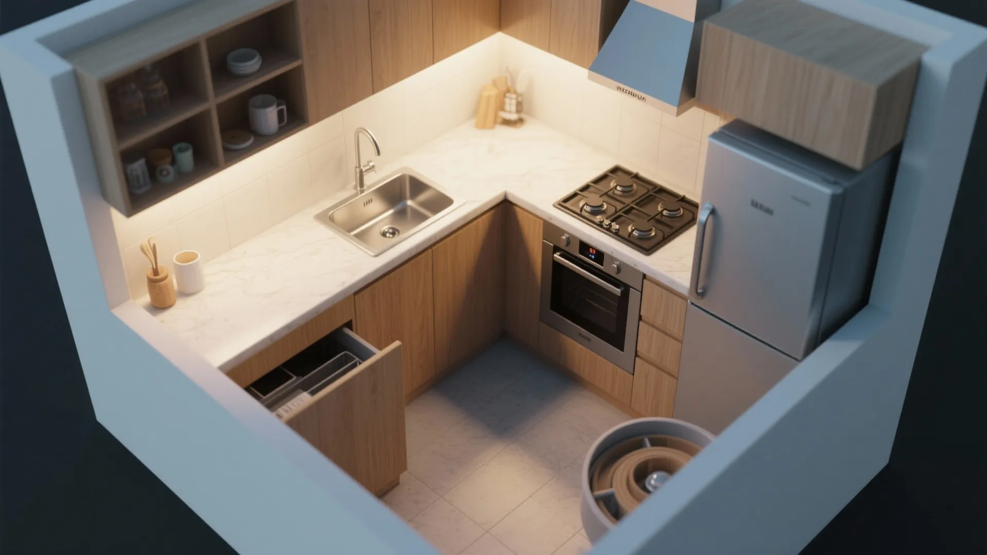 Smart L-Shaped Layouts for Tiny Kitchens