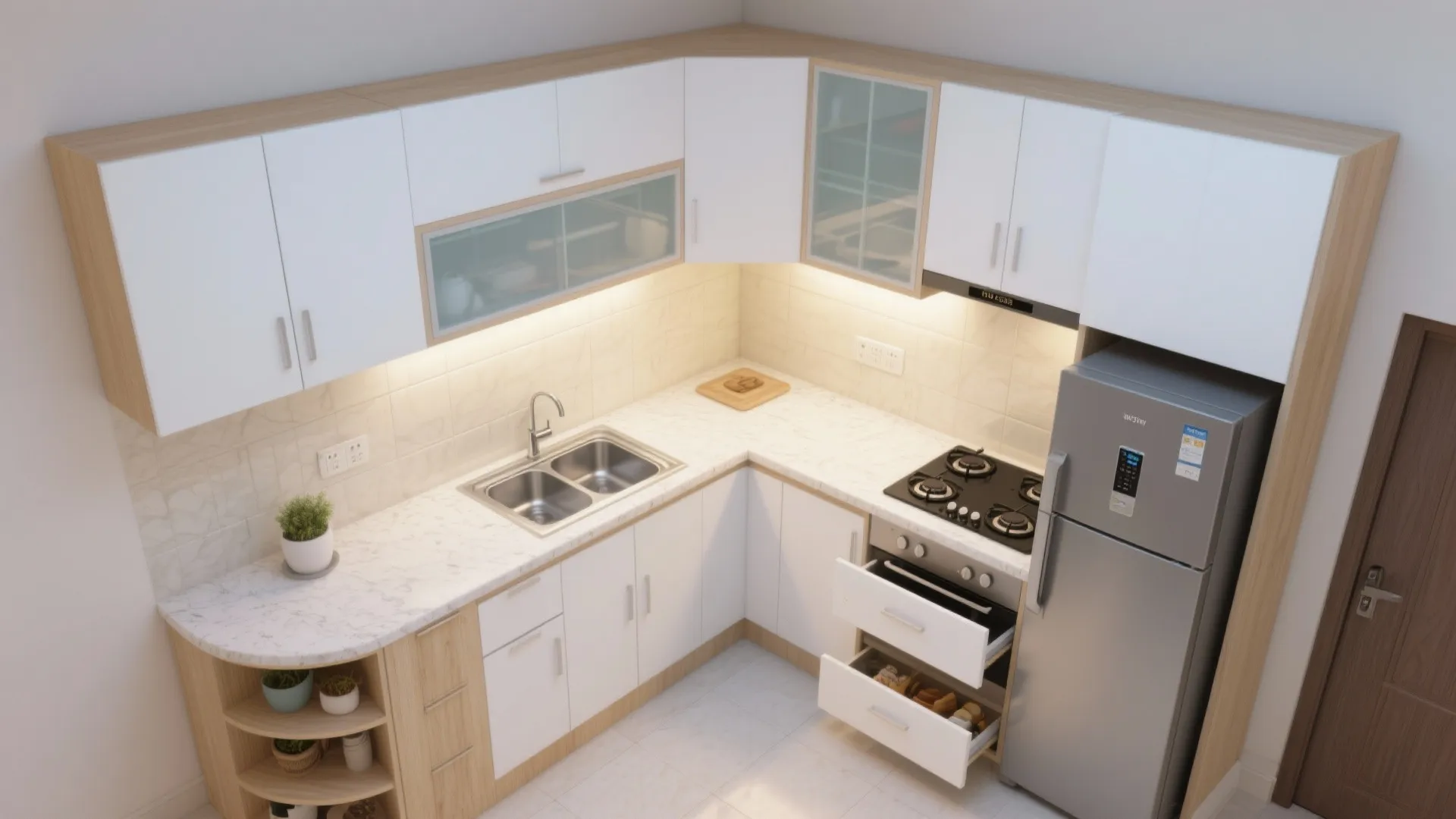 L-Shaped Layout Frees Counter Space