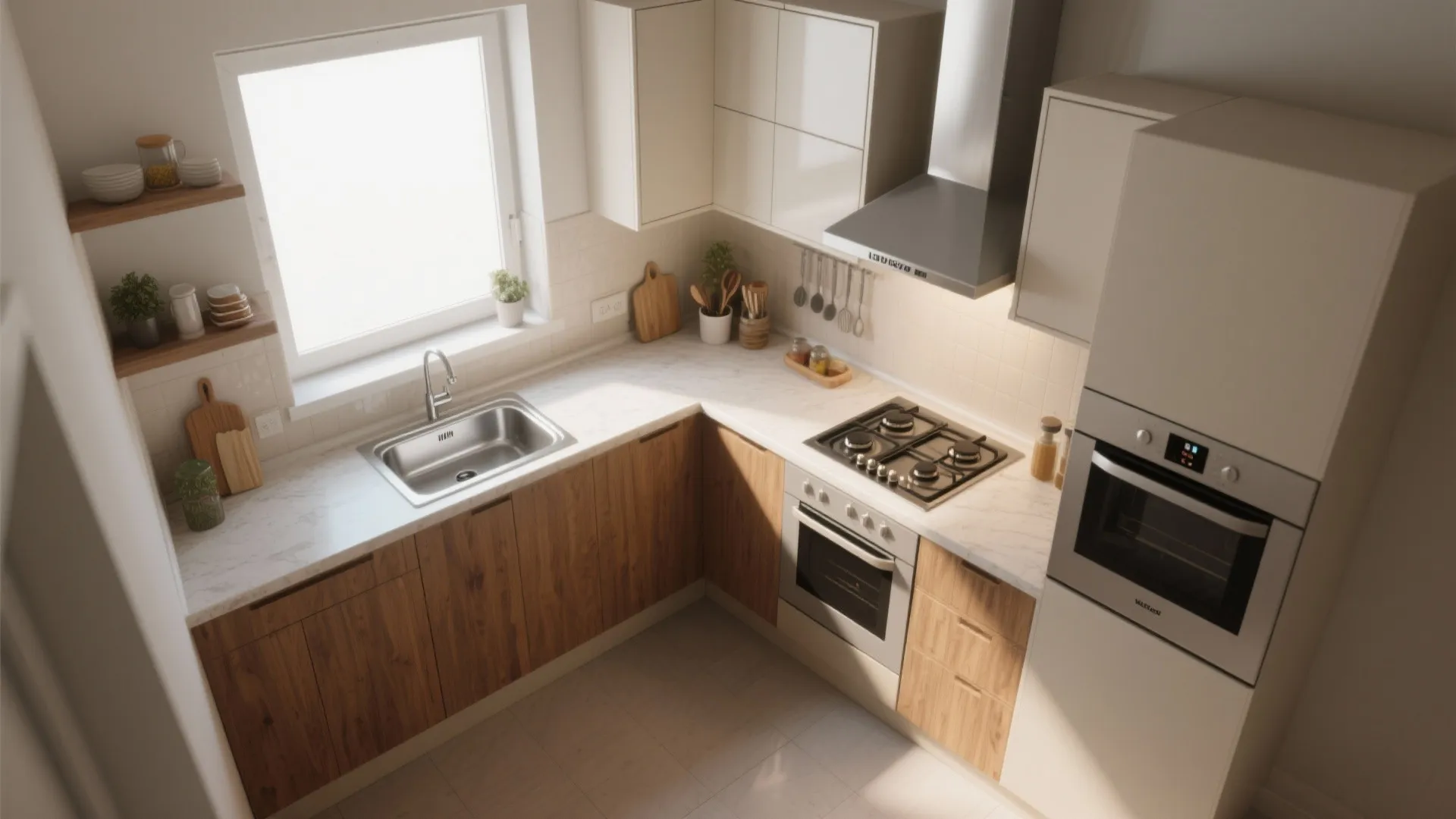 L-Shaped Layout to Free Counter Space