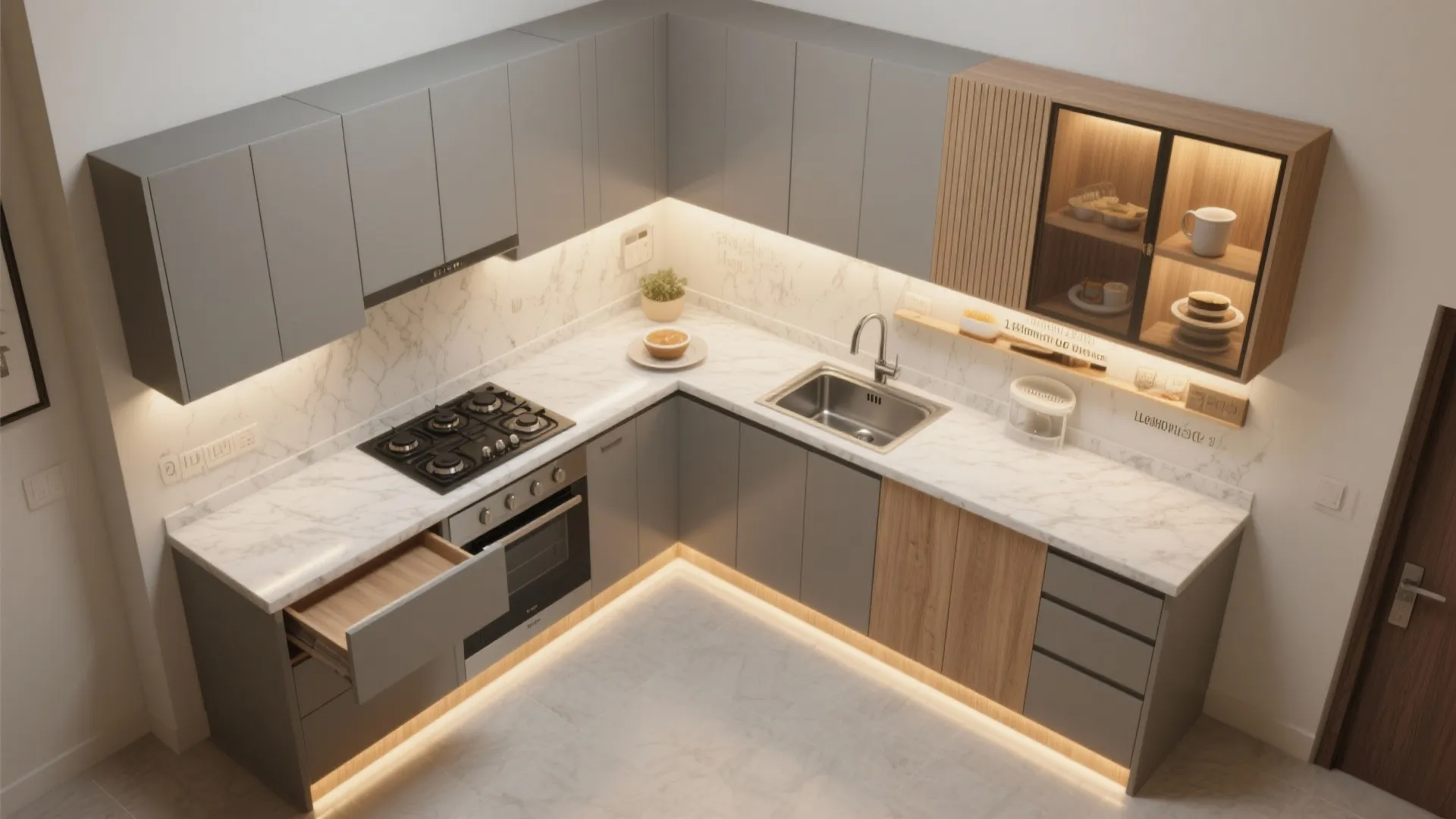 L-Shaped Layout to Free Counter Space