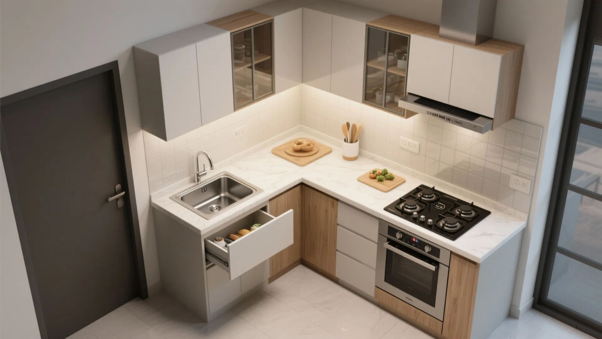 Ergonomic L-Shaped Layouts in Compact Kitchens