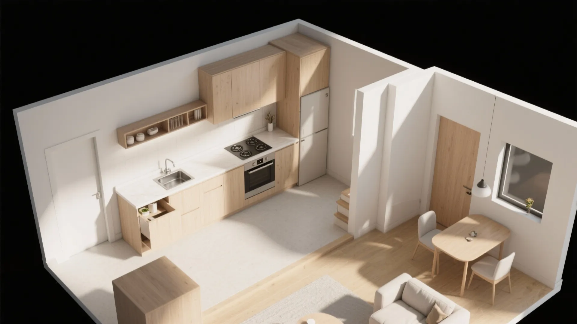 L-shaped layout to unlock more counter space