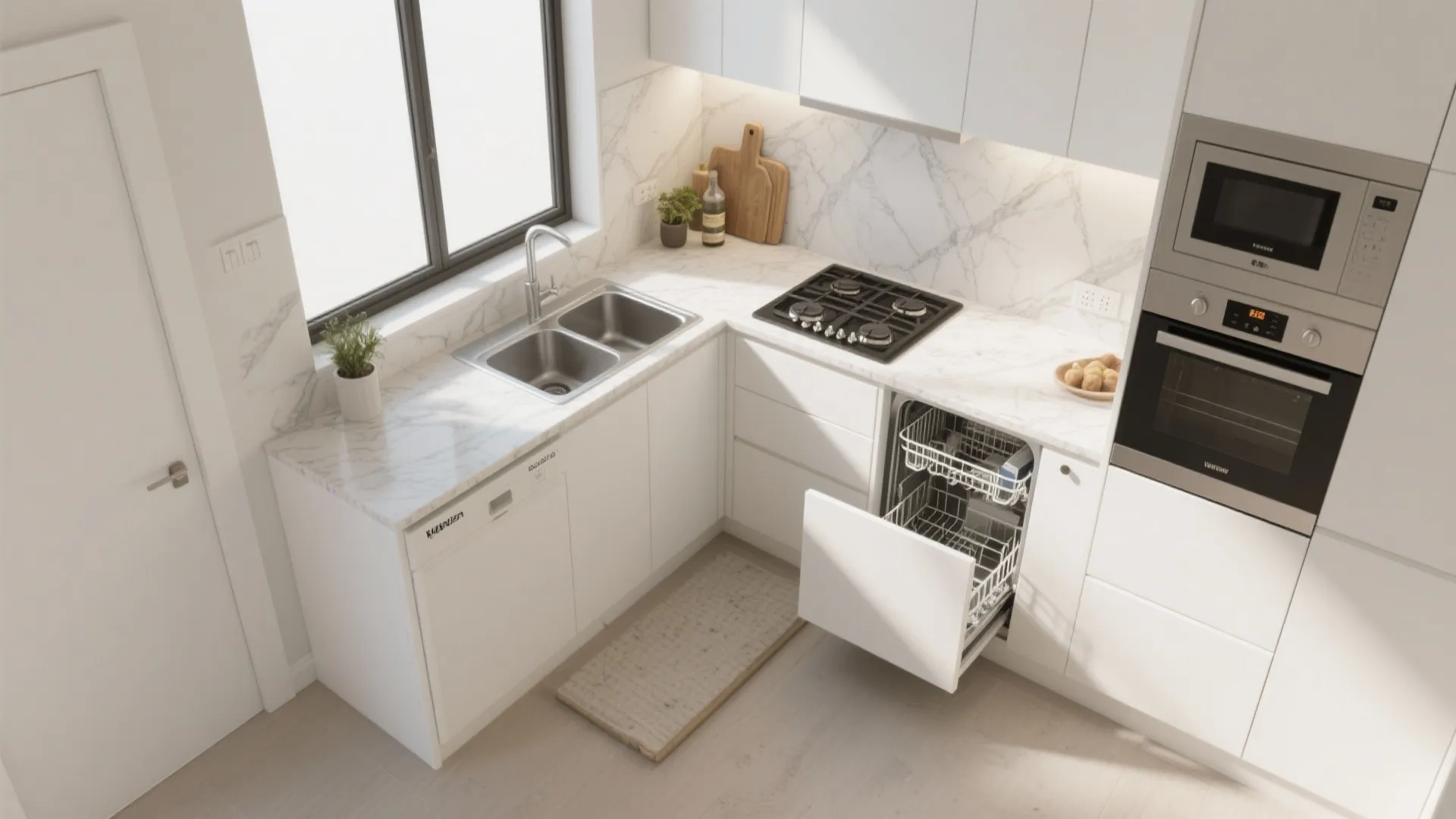 L-shaped layout that unlocks prep flow