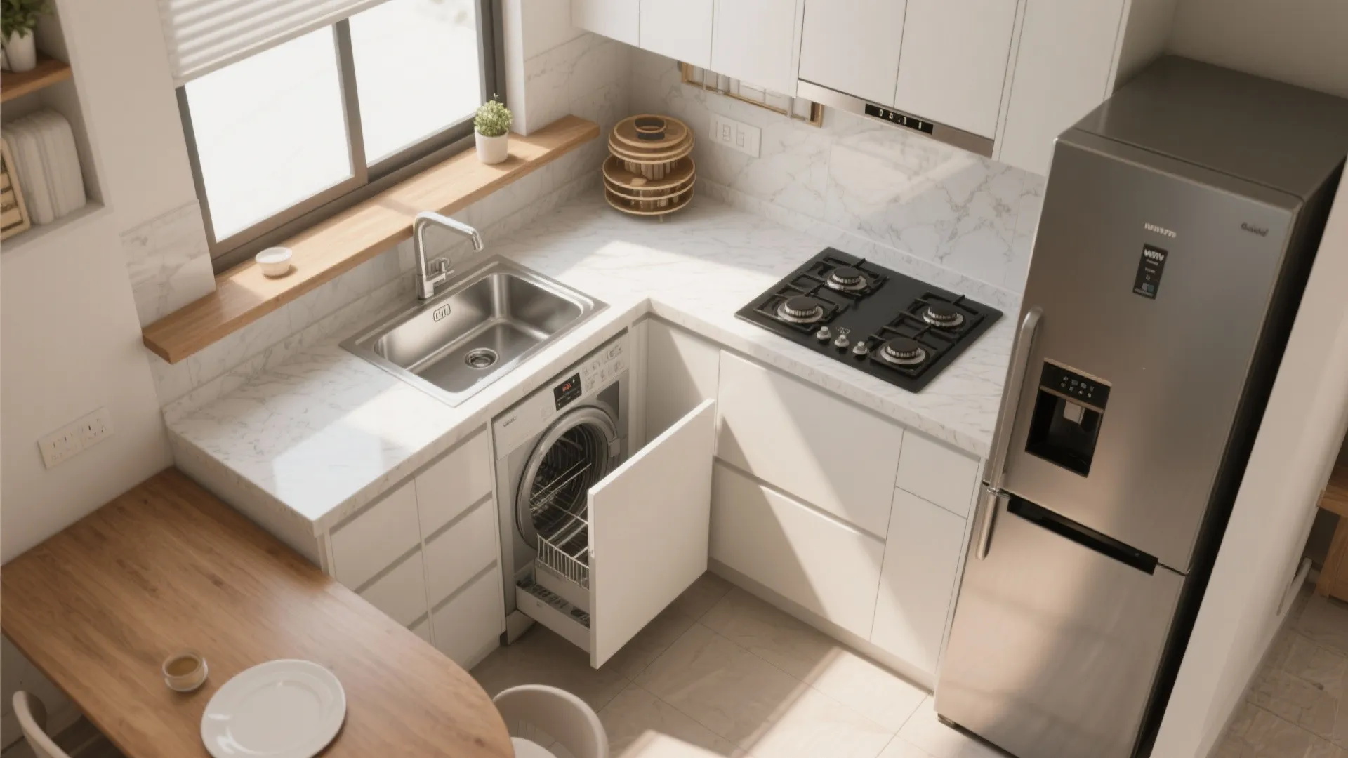 L-Shaped Layout for More Counter Space