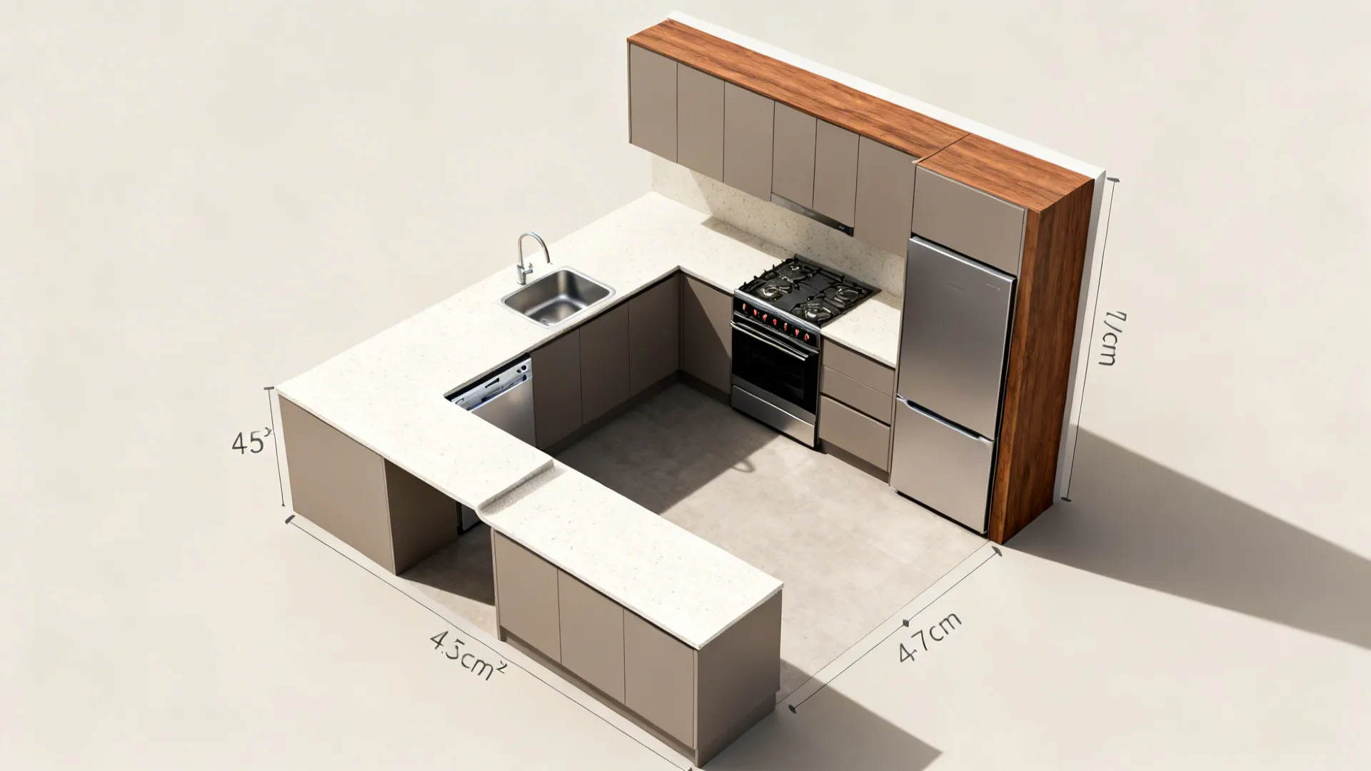 L-shaped micro-layout with optimized work triangle