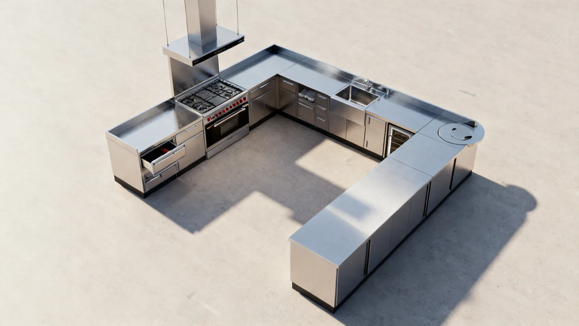 L-shaped micro layout for more counter space