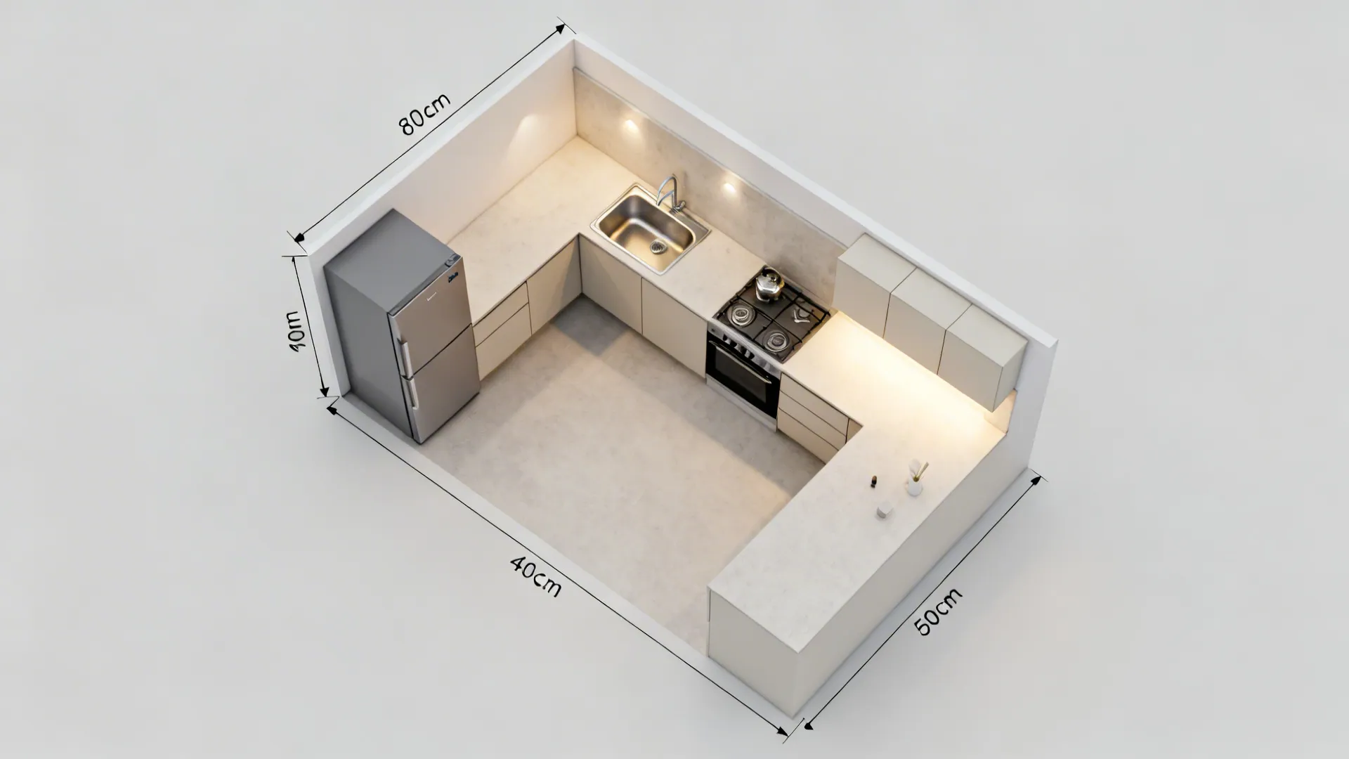 L-shaped layout in tight footprints