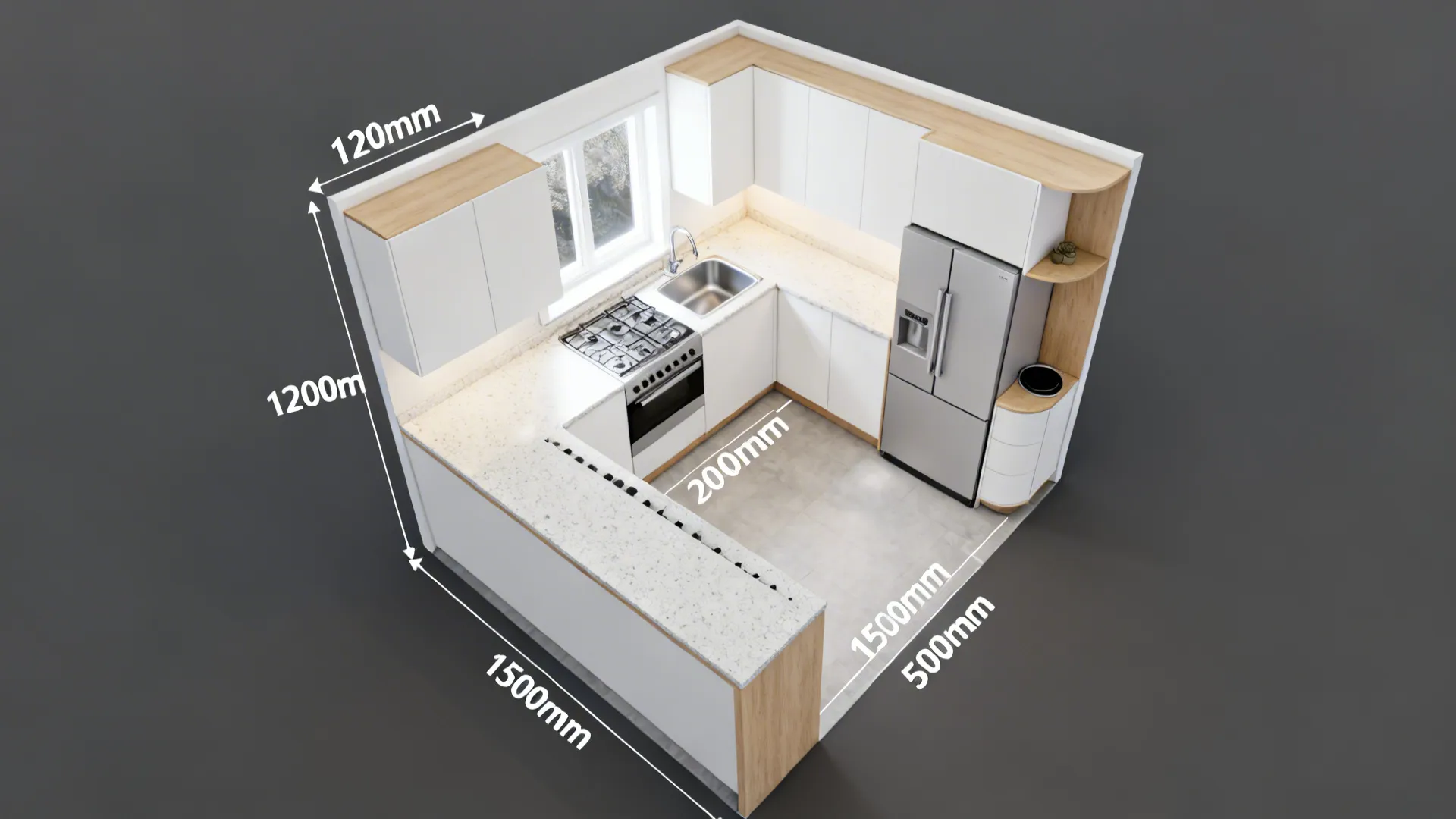 L-shaped layout that frees up more counter space