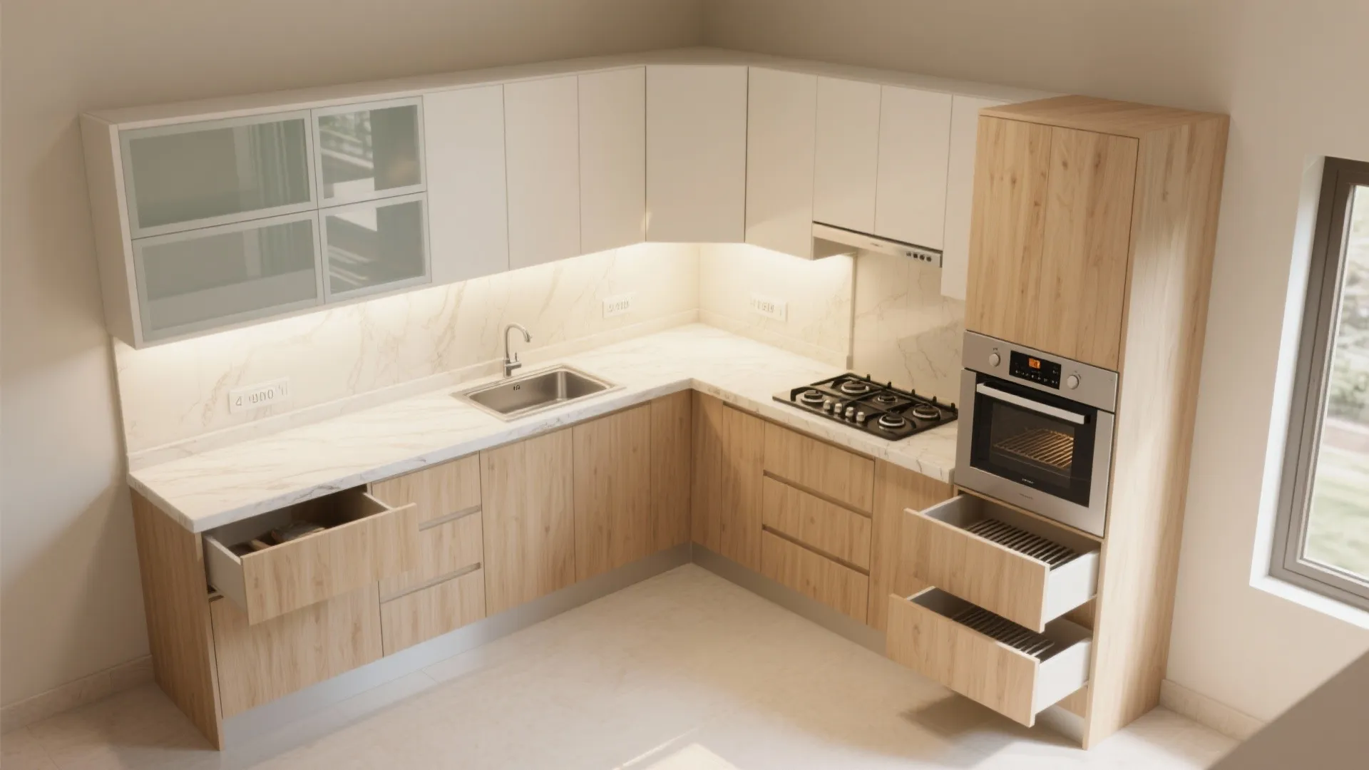 L-Shaped Kitchen to Free Counter Space