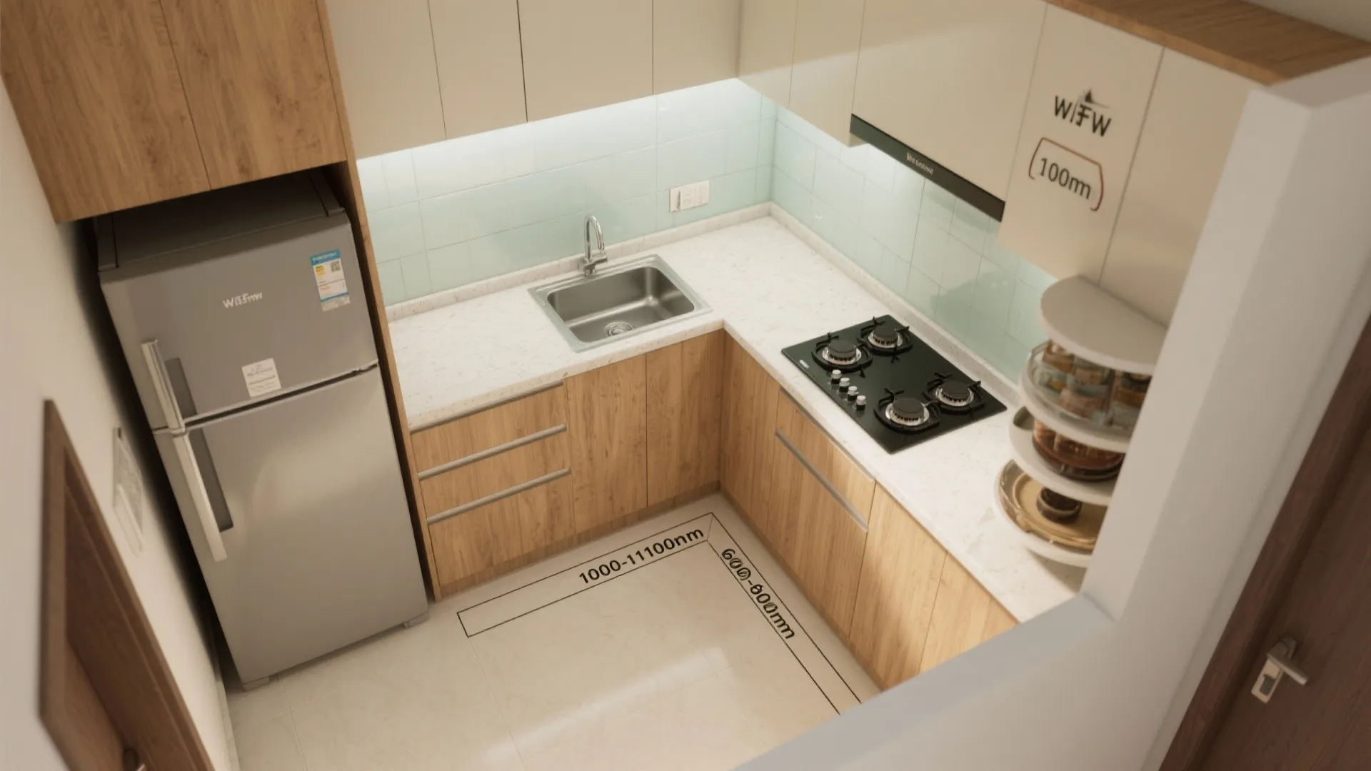 L-Shaped Layout to Free Counter Space