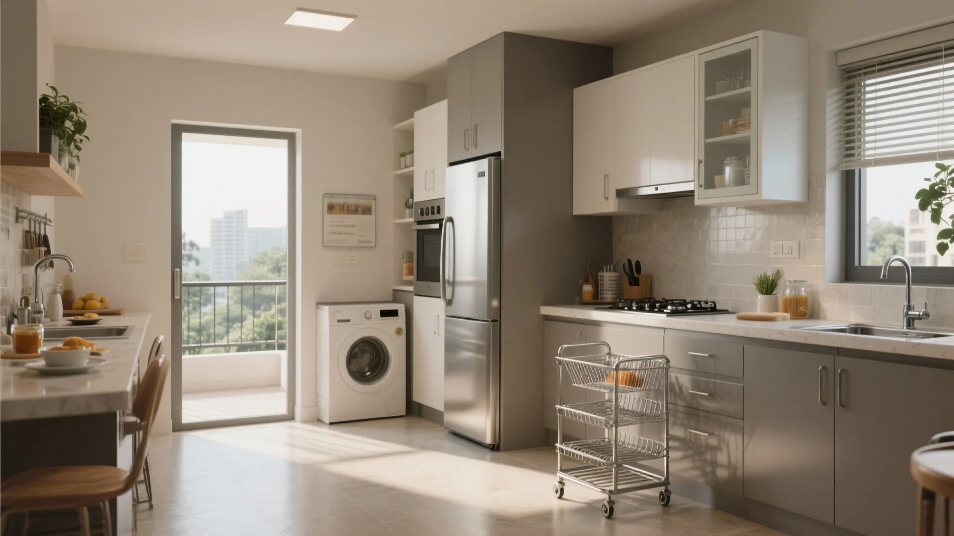 L-shaped layout with a utility wing