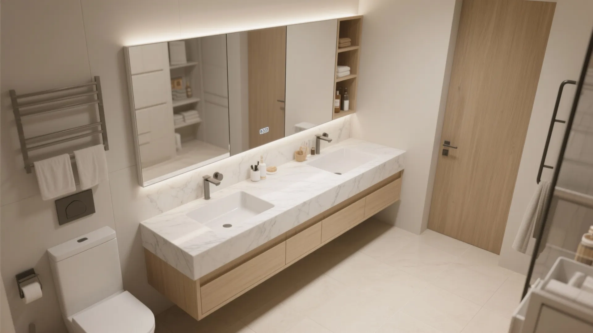 6. L-Shaped Vanity for Extra Counter Space