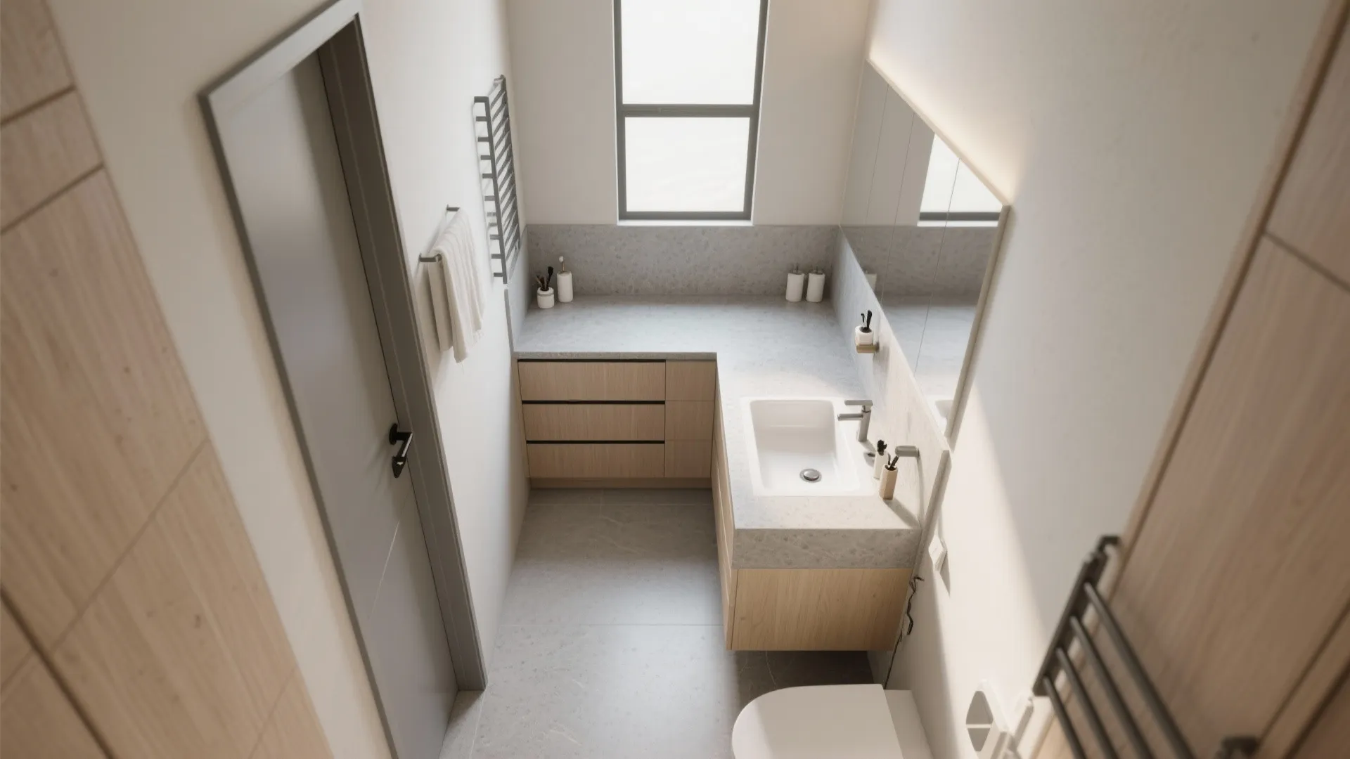 L-Shaped Vanity for Efficient Zones